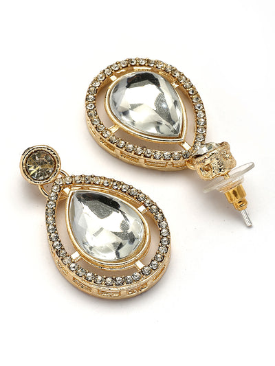 Sukkhi Stylish Fashionable Gold Plated AD Stones Studded Choker Necklace Set with Drop Earrings Jewellery for Women & Girls|Jewellery for Party, Wedding, and Festive Occasions for Women|NS107554