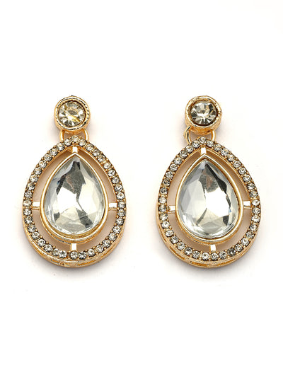 Sukkhi Stylish Fashionable Gold Plated AD Stones Studded Choker Necklace Set with Drop Earrings Jewellery for Women & Girls|Jewellery for Party, Wedding, and Festive Occasions for Women|NS107554