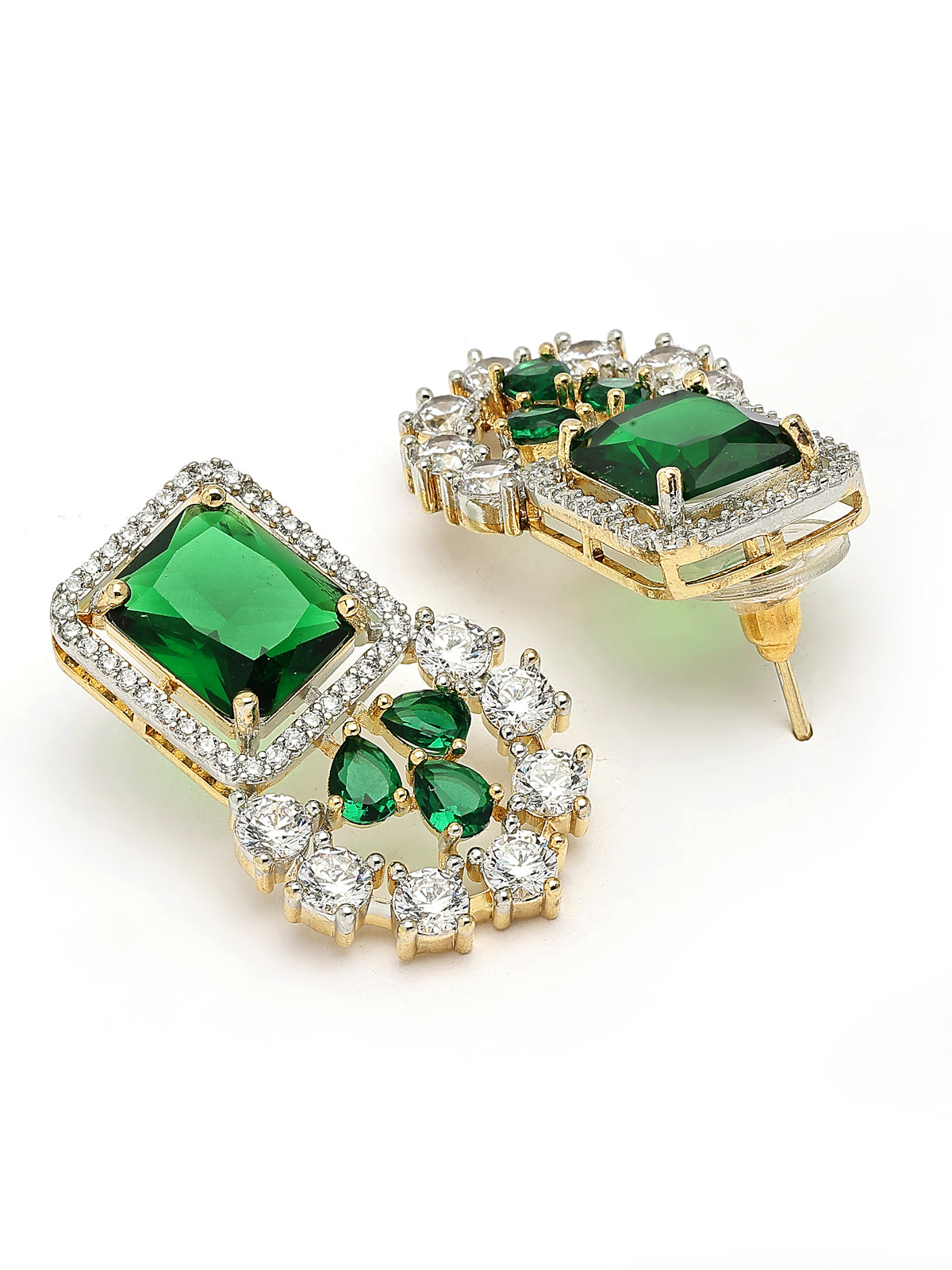 Sukkhi Wedding Collection Gold Plated Cubic Zirconia Studded Brass Emerald Green Collar Necklace & Studs Earring & Maangtikka Jewellery Set for Women|Latest Stylish Gifts for All Occasions|NS115982