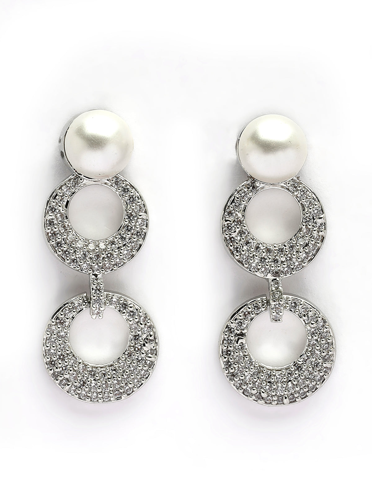 Sukkhi Universal Style Fashion Rhodium Plated With Cubic Zirconia & Pearl Studded Brass White Collar Necklace & Drop Earrings Jewellery Set for Women|Latest Stylish Gifts for All Occasions|NS116018