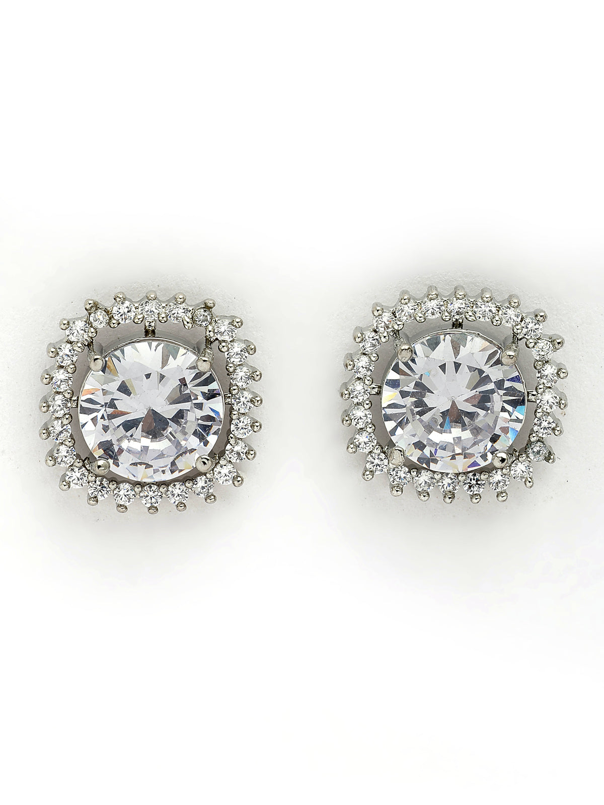 Sukkhi Decent Stylish Design Rhodium Plated Cubic Zirconia Studded White Brass Choker Necklace with Studs Earrings Jewellery Set for Women|Latest Stylish Gifts for All Occasions|NS116066