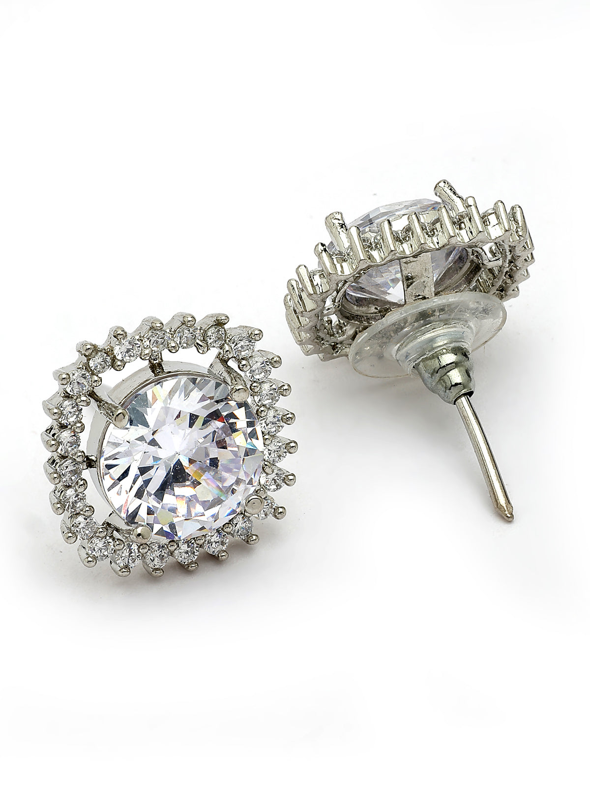 Sukkhi Decent Stylish Design Rhodium Plated Cubic Zirconia Studded White Brass Choker Necklace with Studs Earrings Jewellery Set for Women|Latest Stylish Gifts for All Occasions|NS116066