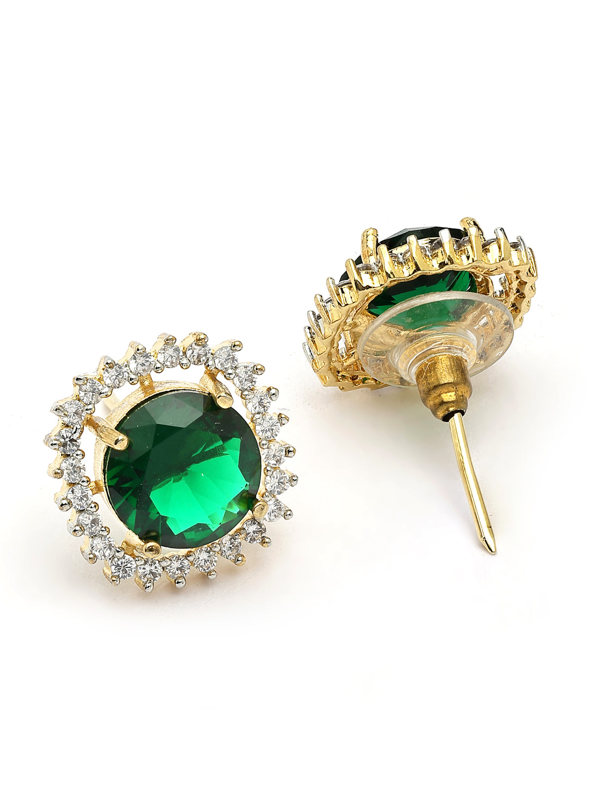 Sukkhi Eye Catchy Gold Plated Cubic Zirconia Studded Emerald Green Brass Choker Necklace with Studs Earrings Jewellery Set for Women|Latest Stylish Gifts for All Occasions|NS116073