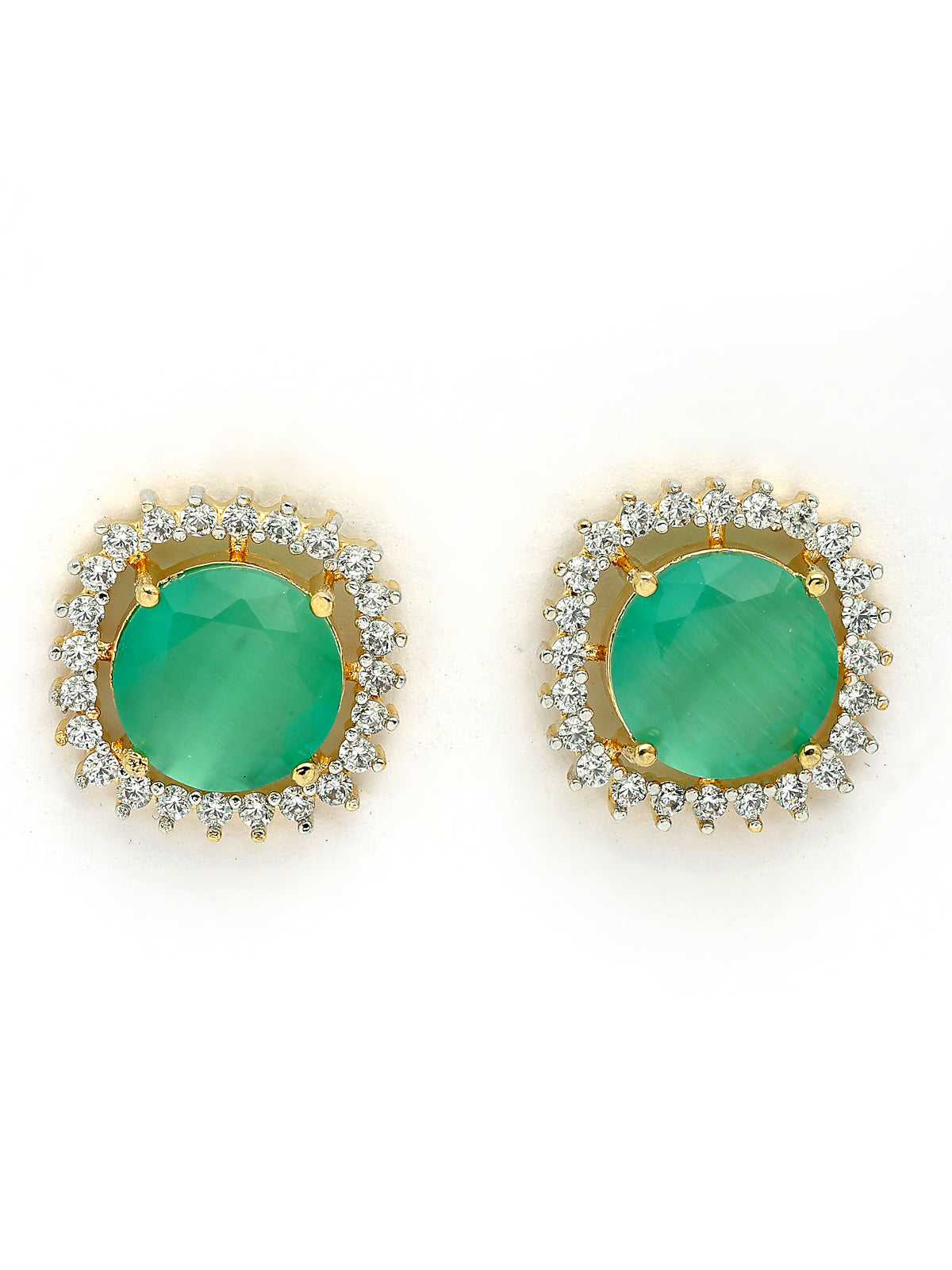 Sukkhi Glamorous Gold Plated Cubic Zirconia Studded Mint Green Brass Choker Necklace with Studs Earrings Jewellery Set for Women|Latest Stylish Gifts for All Occasions|NS116074