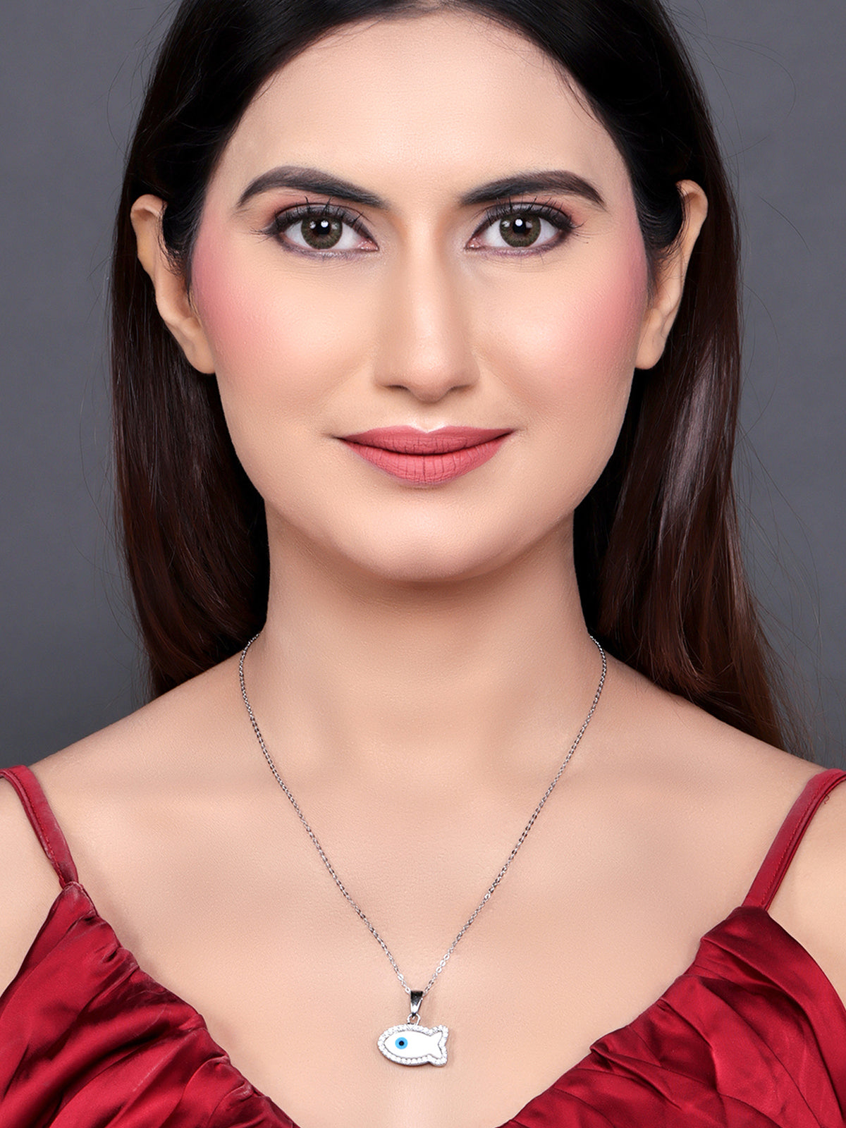 Pissara by Sukkhi Evil Eye Stunning 925 Sterling Silver Cubic Zirconia Pendant With Chain For Women And Girls|with Authenticity Certificate, 925 Stamp & 6 Months Warranty P104619