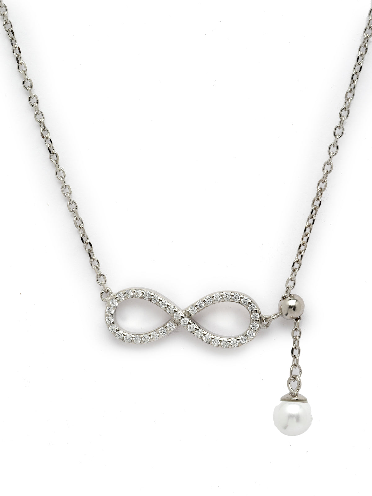 Pissara by Sukkhi Fashionable 925 Sterling Silver Infinite Shaped Cubic Zirconia Pendant With Chain For Women & Girls|with Authenticity Certificate, 925 Stamp & 6 Months Warranty P105188