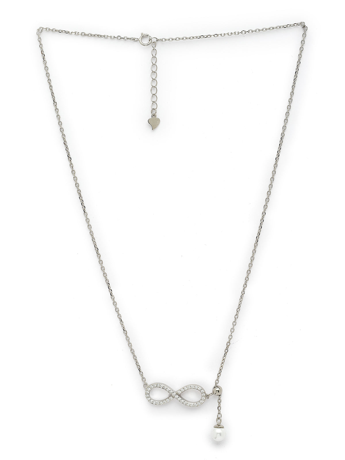 Pissara by Sukkhi Fashionable 925 Sterling Silver Infinite Shaped Cubic Zirconia Pendant With Chain For Women & Girls|with Authenticity Certificate, 925 Stamp & 6 Months Warranty P105188