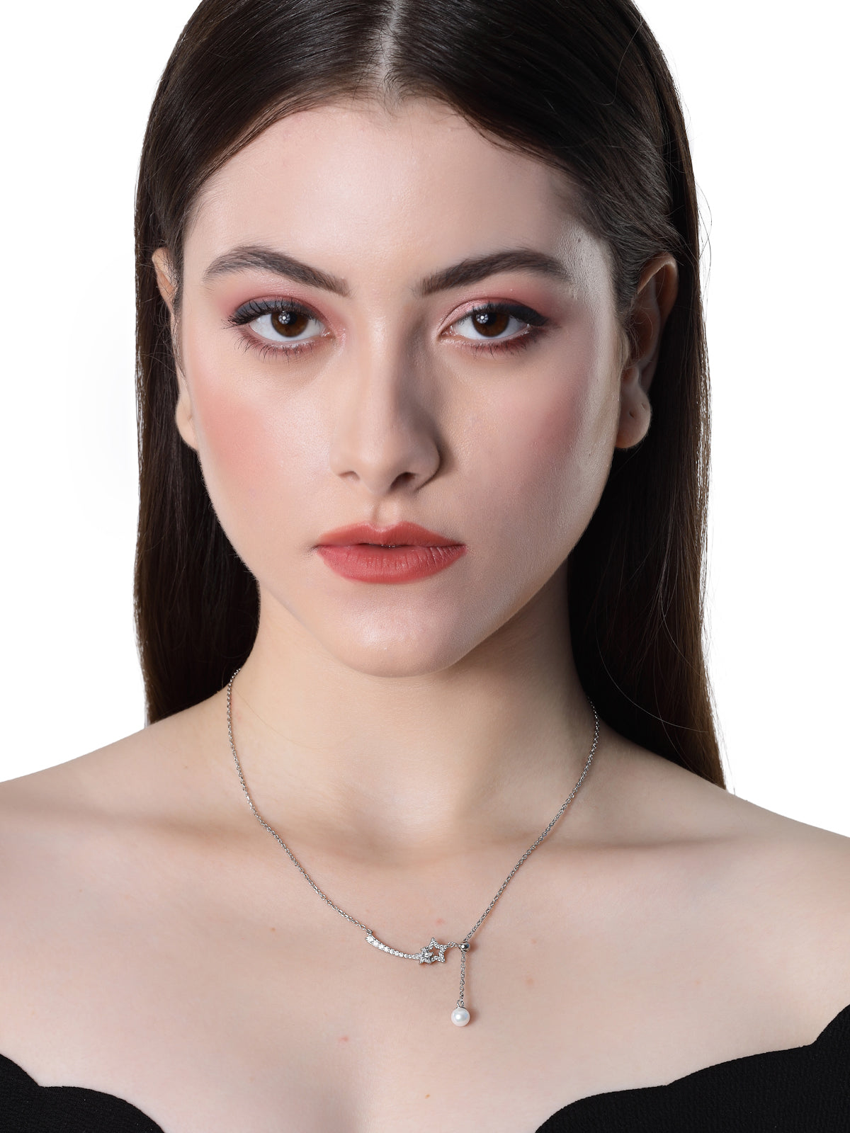 Pissara by Sukkhi Gleaming 925 Sterling Silver Star Shaped Cubic Zirconia Pendant With Chain For Women & Girls|with Authenticity Certificate, 925 Stamp & 6 Months Warranty P105189