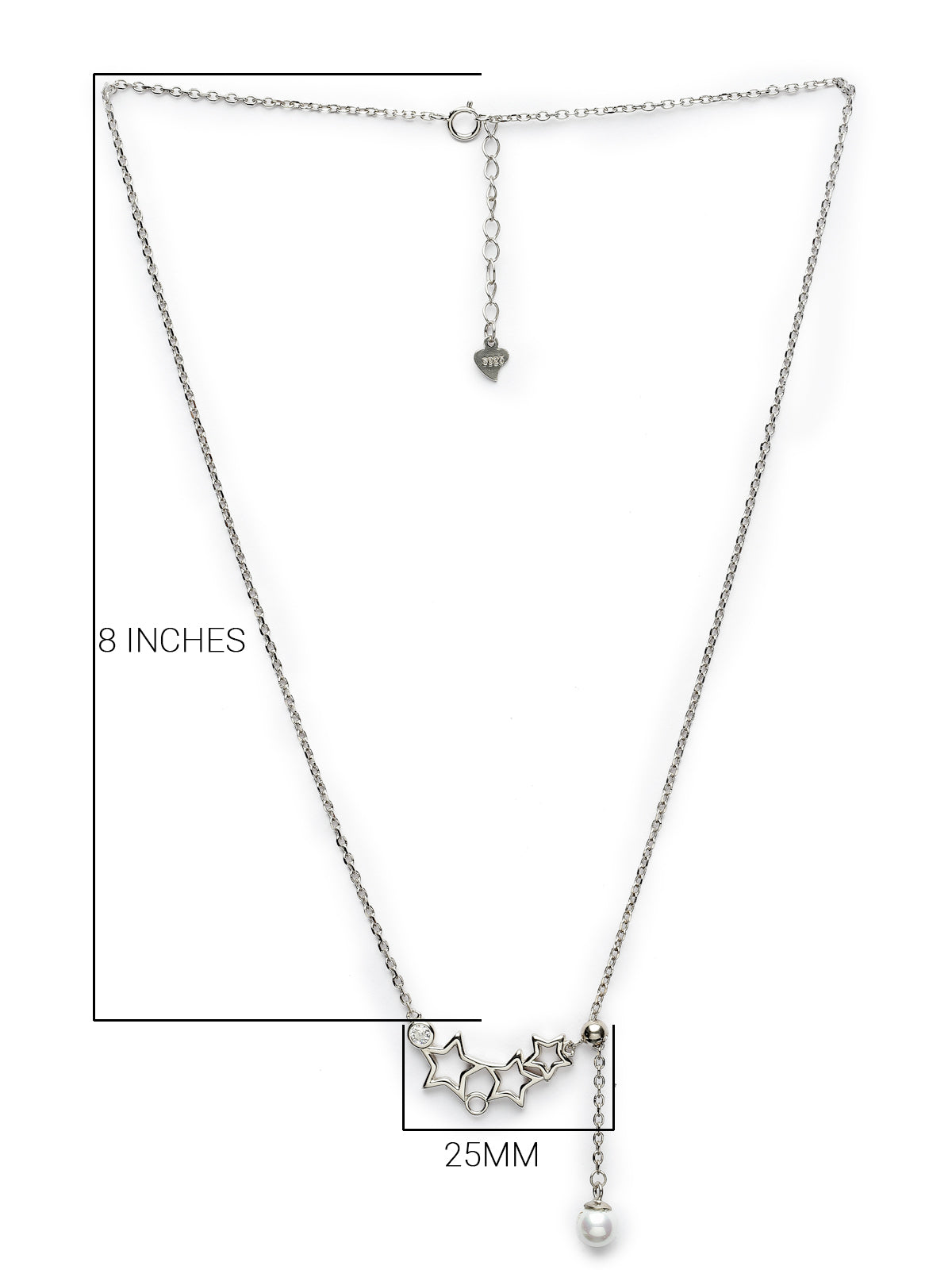 Pissara by Sukkhi Eye-Catchy 925 Sterling Silver Star Shaped Cubic Zirconia Pendant With Chain For Women & Girls|with Authenticity Certificate, 925 Stamp & 6 Months Warranty P105190