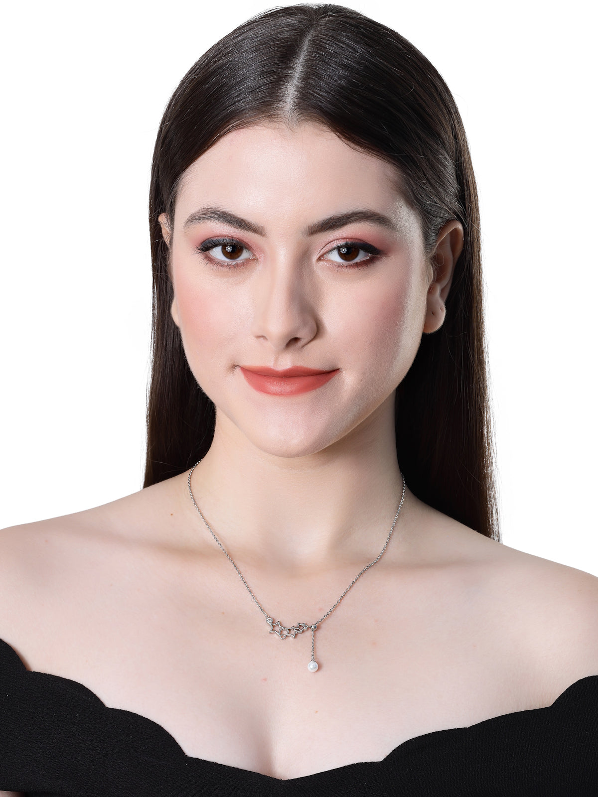 Pissara by Sukkhi Eye-Catchy 925 Sterling Silver Star Shaped Cubic Zirconia Pendant With Chain For Women & Girls|with Authenticity Certificate, 925 Stamp & 6 Months Warranty P105190