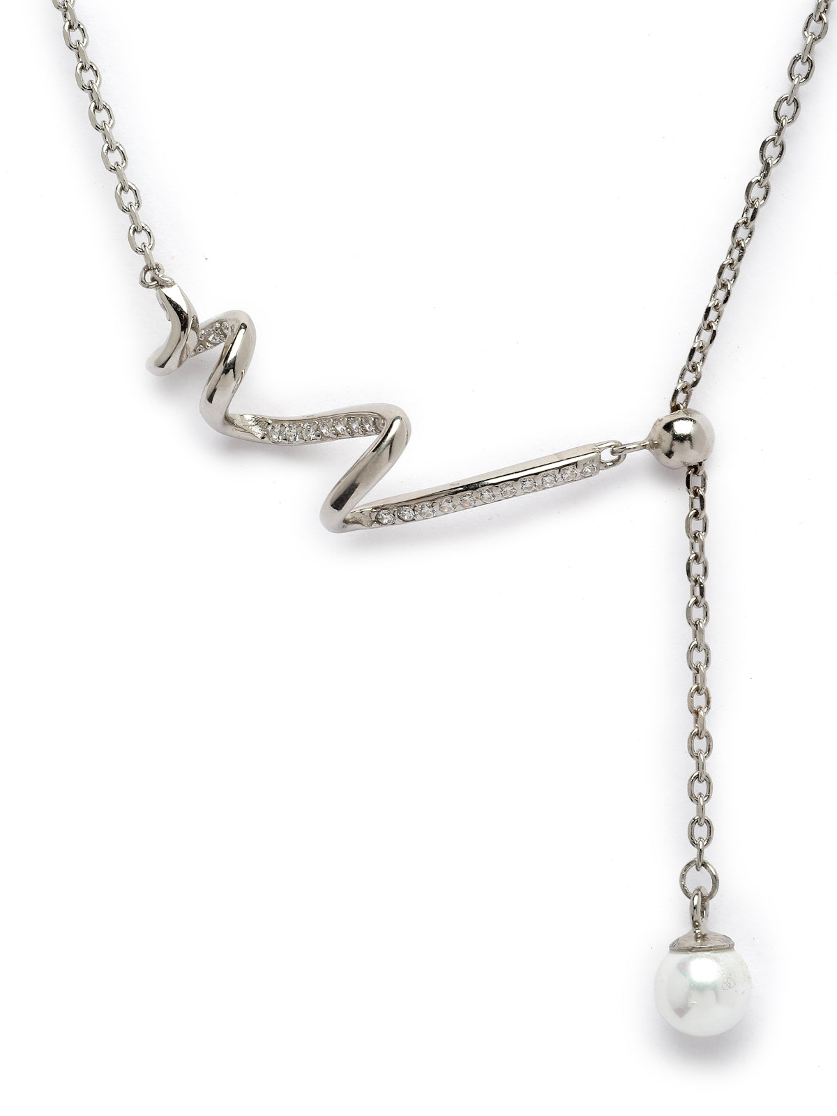 Pissara by Sukkhi Ravishing 925 Sterling Silver Snake Shaped Cubic Zirconia Pendant With Chain For Women & Girls|with Authenticity Certificate, 925 Stamp & 6 Months Warranty P105192