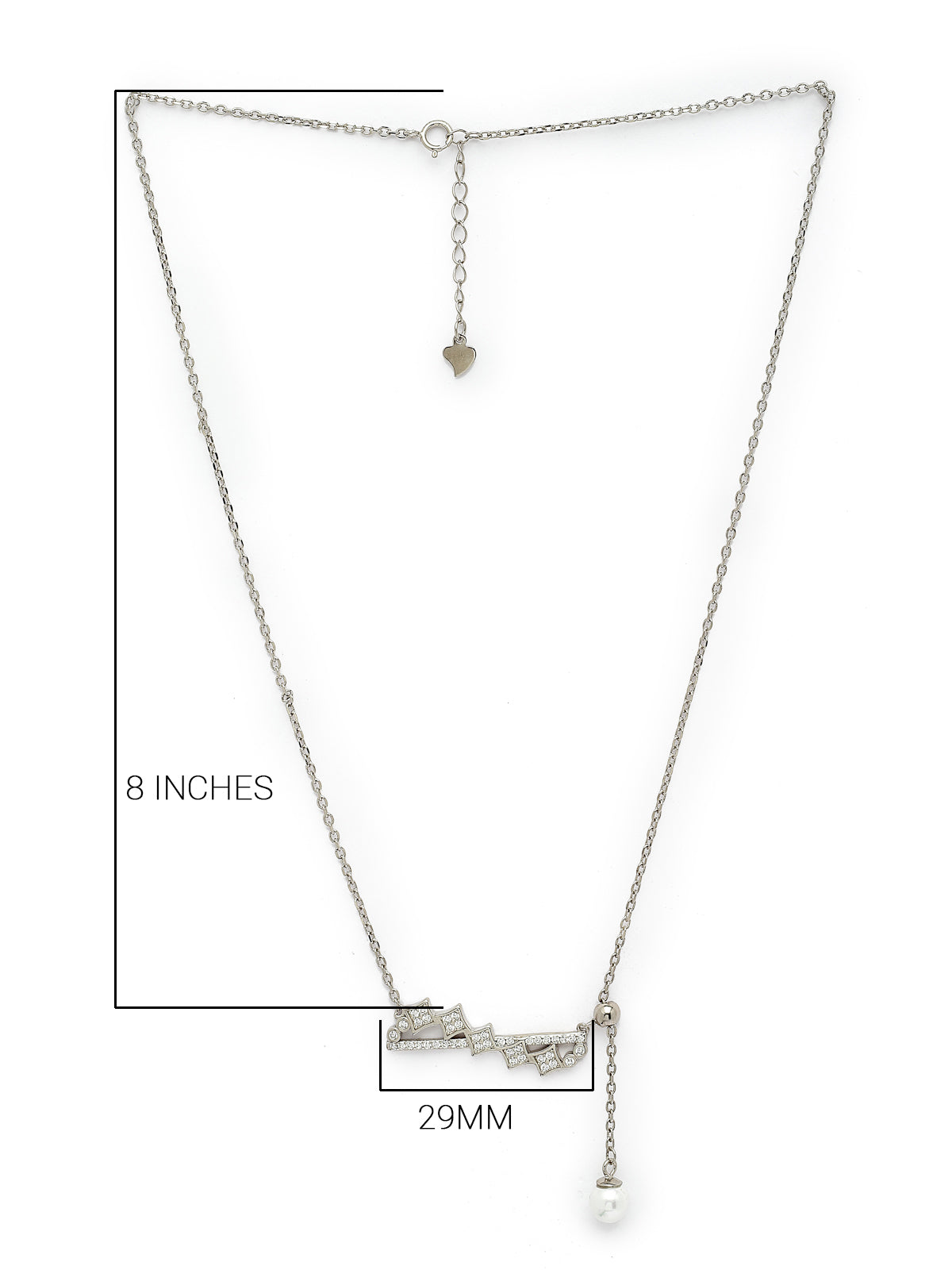 Pissara by Sukkhi Exquitely 925 Sterling Silver Square Shaped Cubic Zirconia Pendant With Chain For Women & Girls|with Authenticity Certificate, 925 Stamp & 6 Months Warranty P105193