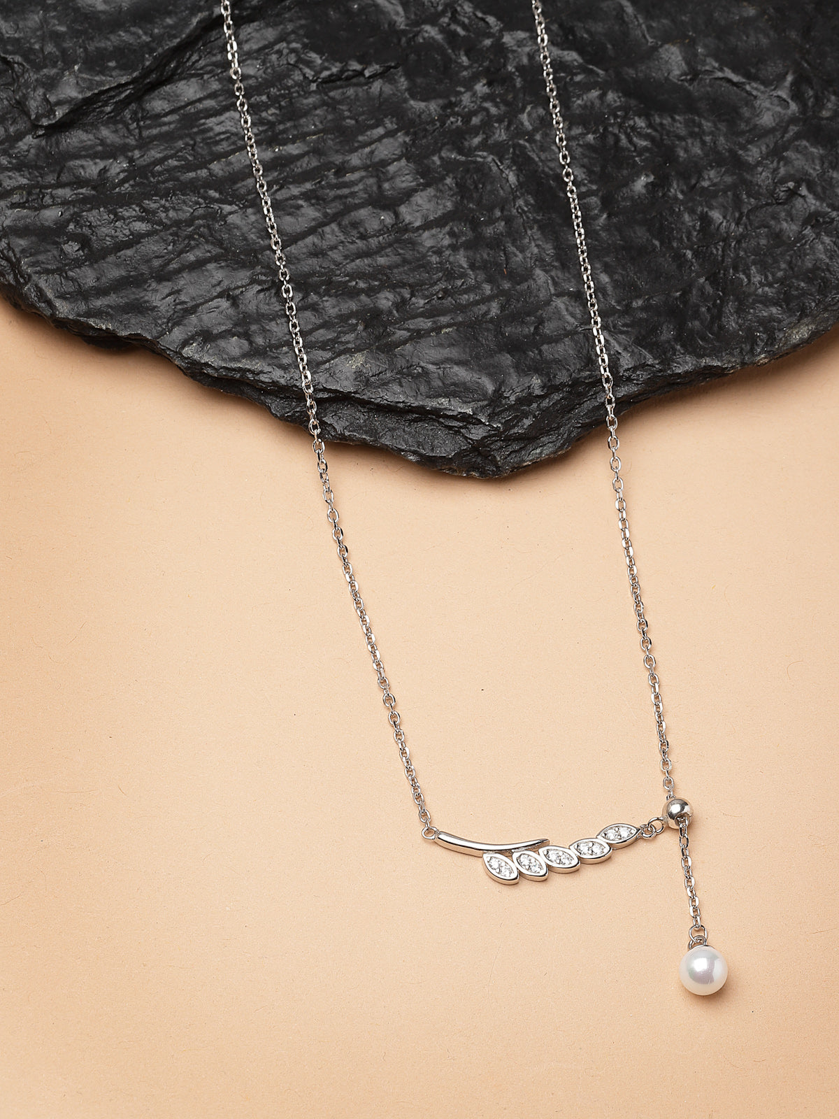 Pissara by Sukkhi Pretty 925 Sterling Silver Marquise Shaped Cubic Zirconia Pendant With Chain For Women & Girls|with Authenticity Certificate, 925 Stamp & 6 Months Warranty P105194