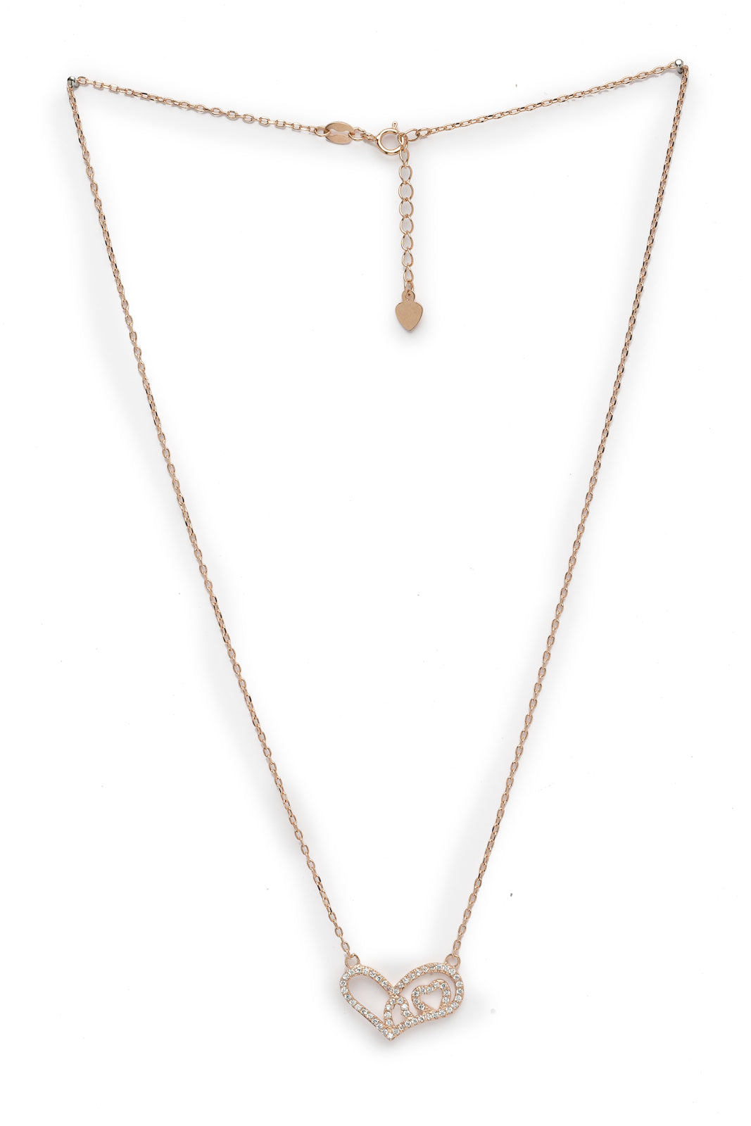 Pissara by Sukkhi Attractive 925 Sterling Silver Heart Shaped Rose Gold Plated Cubic Zirconia Pendant With Chain For Women & Girls|with Authenticity Certificate, 925 Stamp & 6 Months Warranty P105197