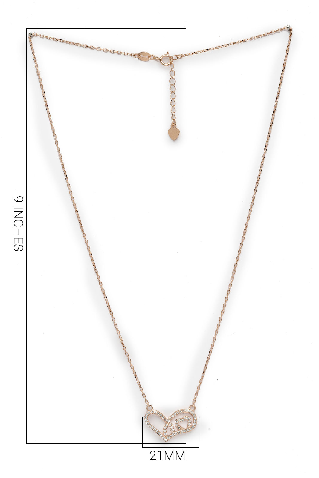 Pissara by Sukkhi Attractive 925 Sterling Silver Heart Shaped Rose Gold Plated Cubic Zirconia Pendant With Chain For Women & Girls|with Authenticity Certificate, 925 Stamp & 6 Months Warranty P105197