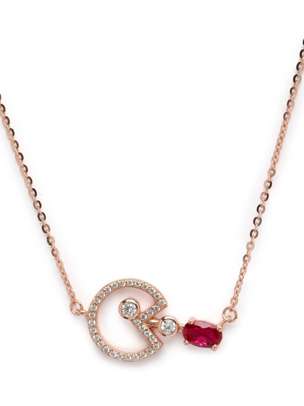 Pissara by Sukkhi Glamorous 925 Sterling Silver Rose Gold Plated Cubic Zirconia Pendant With Chain For Women & Girls|with Authenticity Certificate, 925 Stamp & 6 Months Warranty P105200