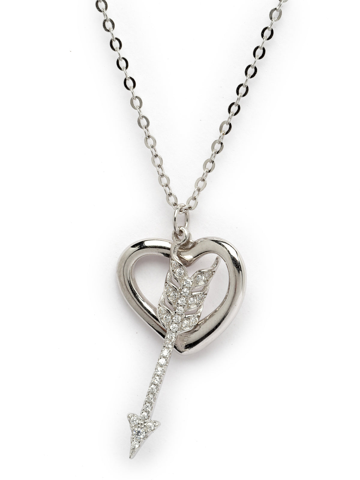 Pissara by Sukkhi Modern 925 Sterling Silver Heart Shaped Cubic Zirconia Pendant With Chain For Women & Girls|with Authenticity Certificate, 925 Stamp & 6 Months Warranty P105205