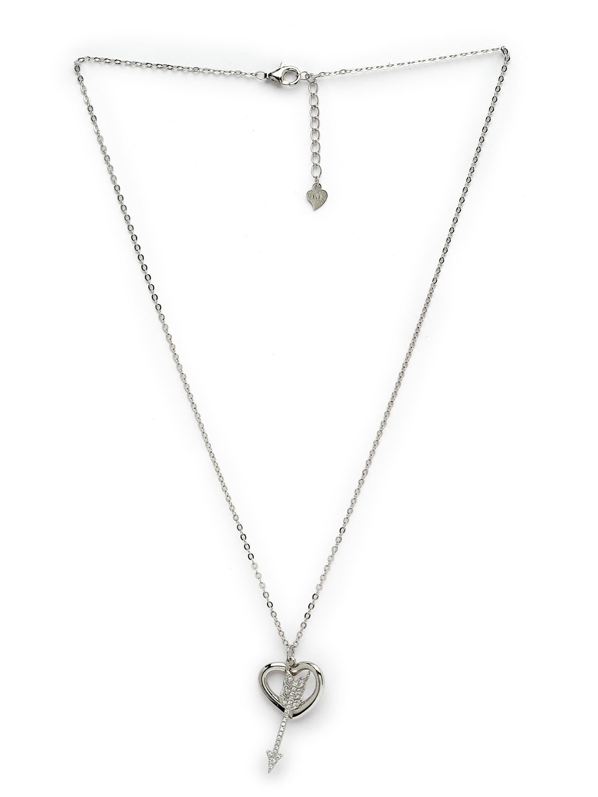 Pissara by Sukkhi Modern 925 Sterling Silver Heart Shaped Cubic Zirconia Pendant With Chain For Women & Girls|with Authenticity Certificate, 925 Stamp & 6 Months Warranty P105205