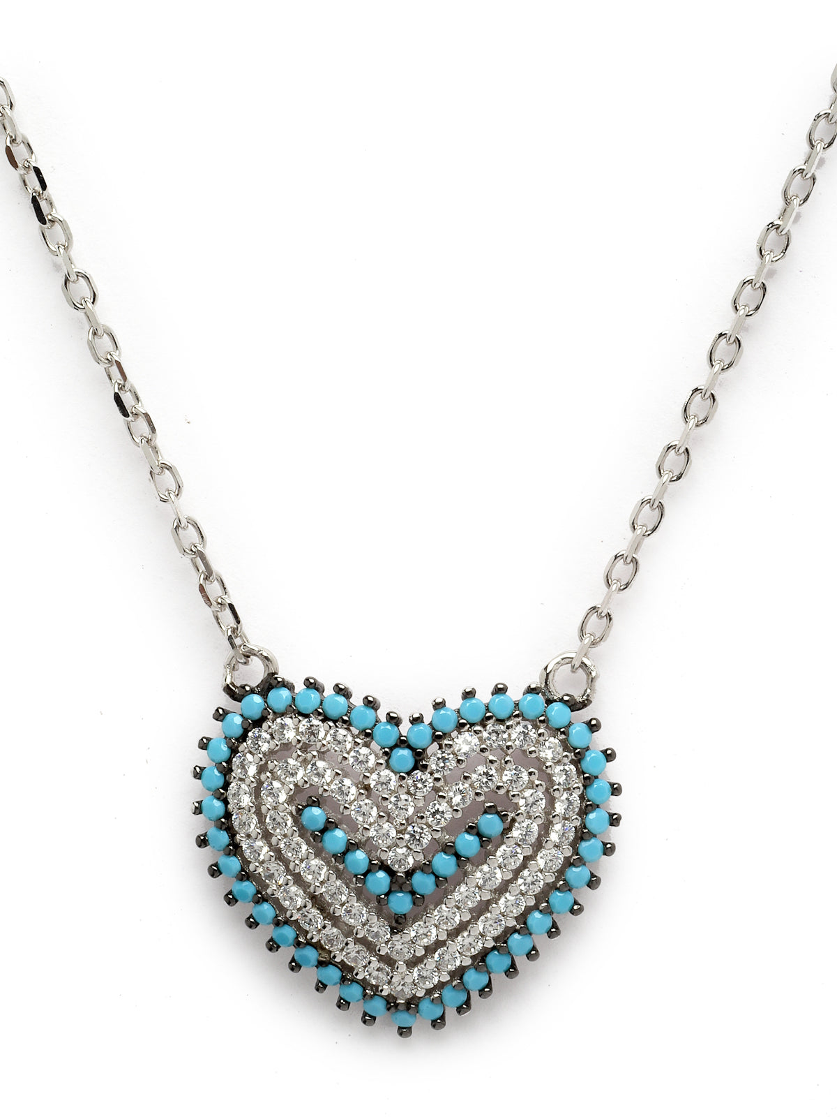 Pissara by Sukkhi Sparkling 925 Sterling Silver Heart Shaped Cubic Zirconia Pendant With Chain For Women & Girls|with Authenticity Certificate, 925 Stamp & 6 Months Warranty P105206