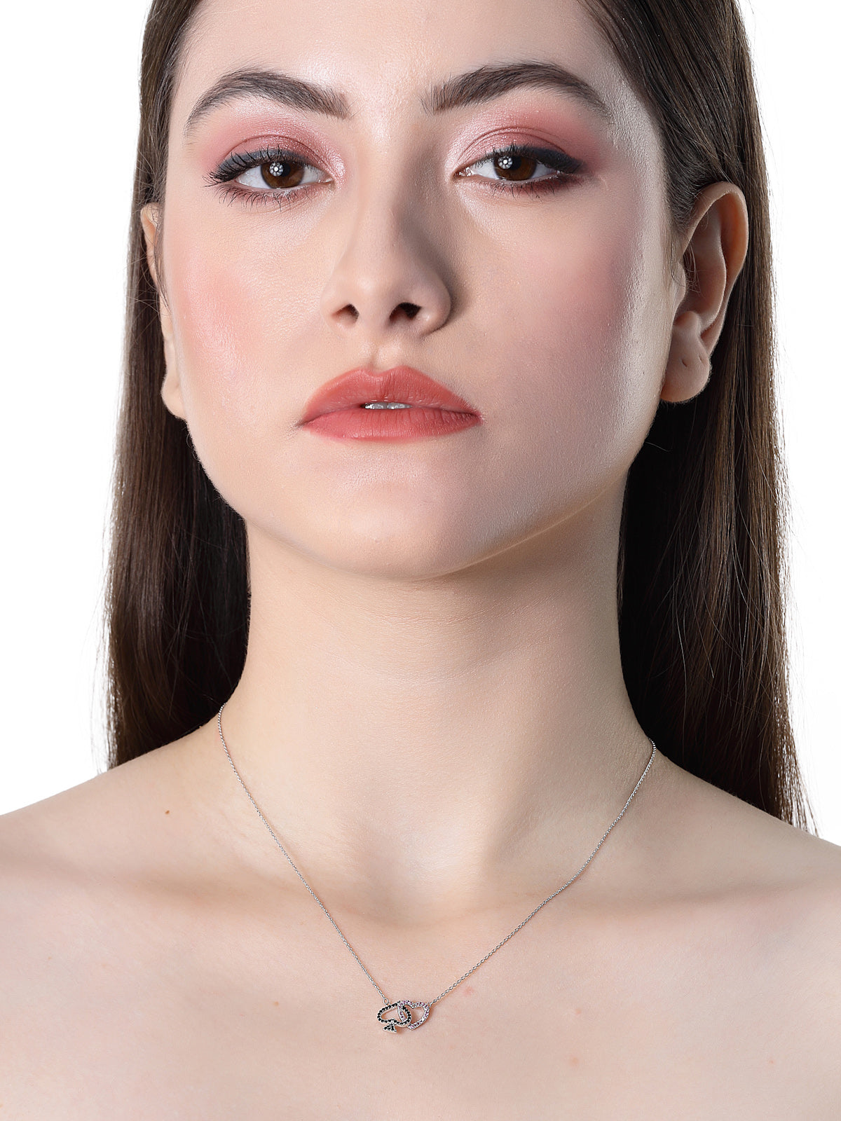 Pissara by Sukkhi Intricately 925 Sterling Silver Heart Shaped Cubic Zirconia Pendant With Chain For Women & Girls|with Authenticity Certificate, 925 Stamp & 6 Months Warranty P105207