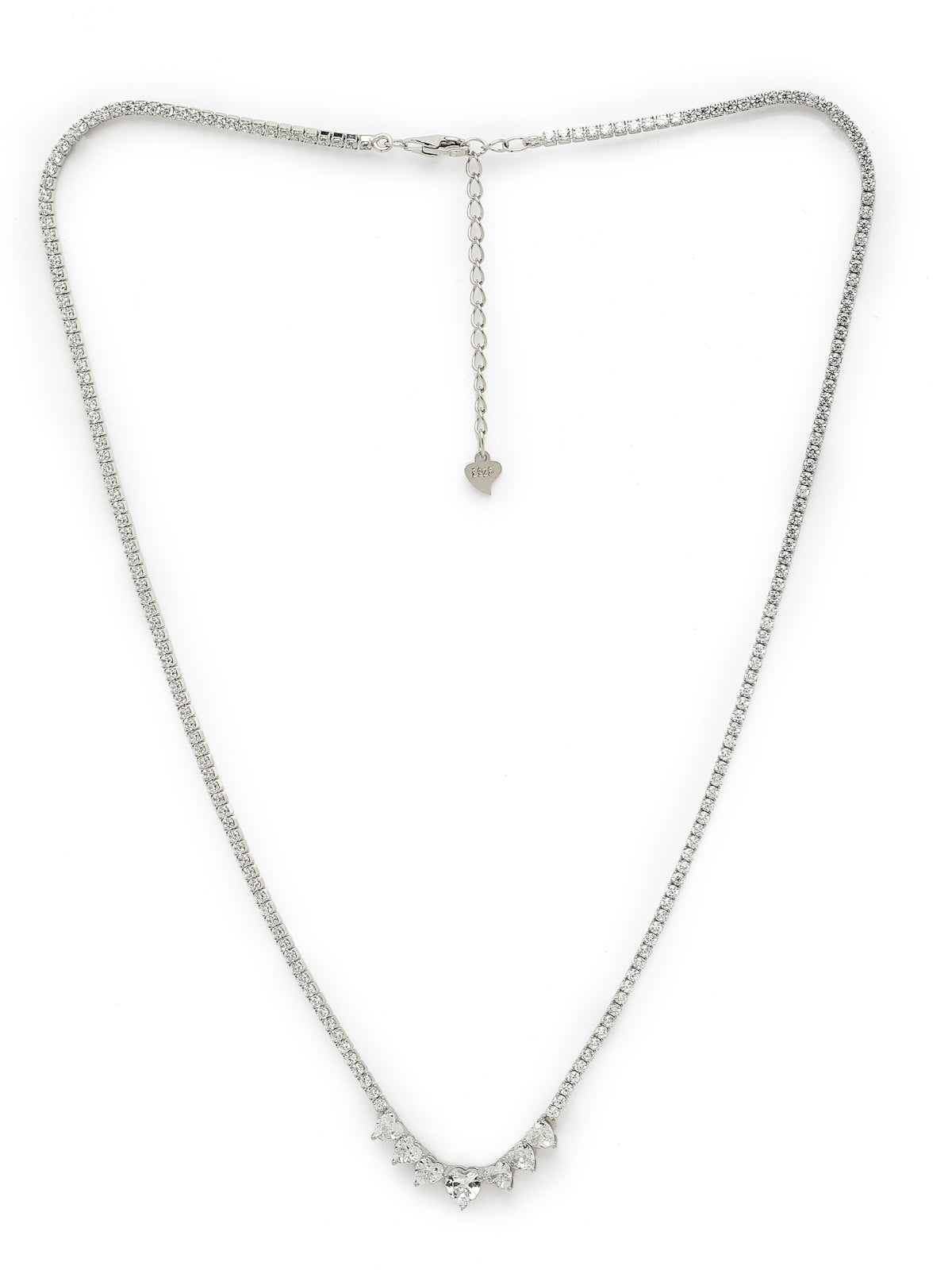 Pissara by Sukkhi Attractive 925 Sterling Silver Heart Shaped Cubic Zirconia Pendant With Chain For Women & Girls|with Authenticity Certificate, 925 Stamp & 6 Months Warranty P105208