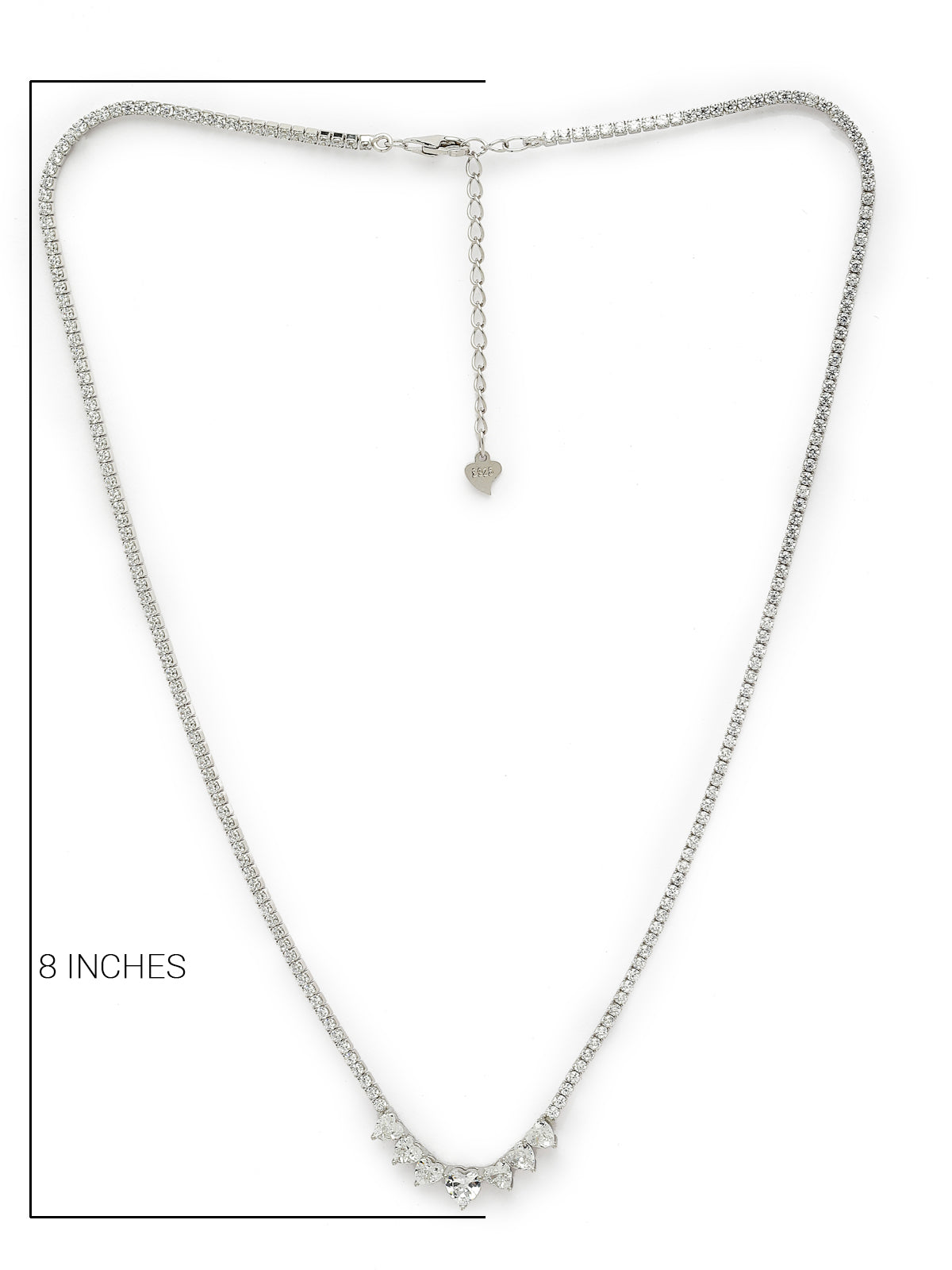 Pissara by Sukkhi Attractive 925 Sterling Silver Heart Shaped Cubic Zirconia Pendant With Chain For Women & Girls|with Authenticity Certificate, 925 Stamp & 6 Months Warranty P105208