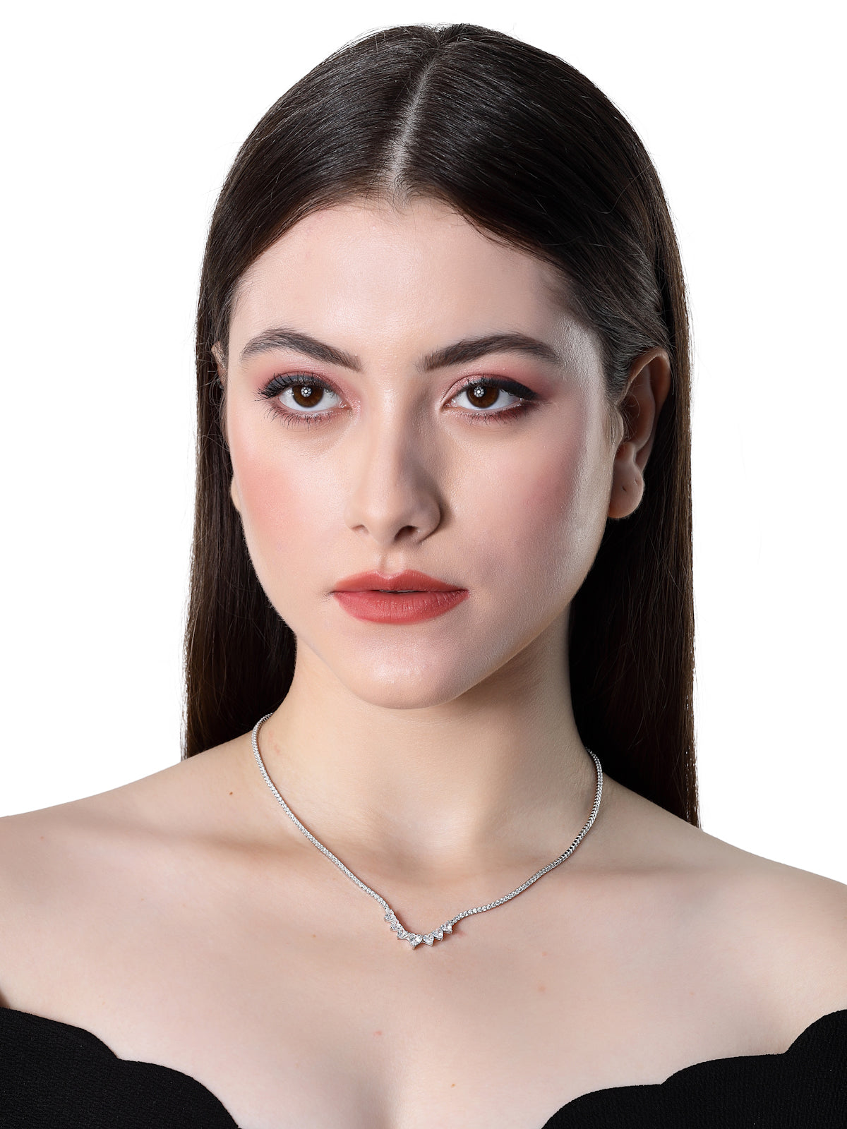 Pissara by Sukkhi Attractive 925 Sterling Silver Heart Shaped Cubic Zirconia Pendant With Chain For Women & Girls|with Authenticity Certificate, 925 Stamp & 6 Months Warranty P105208