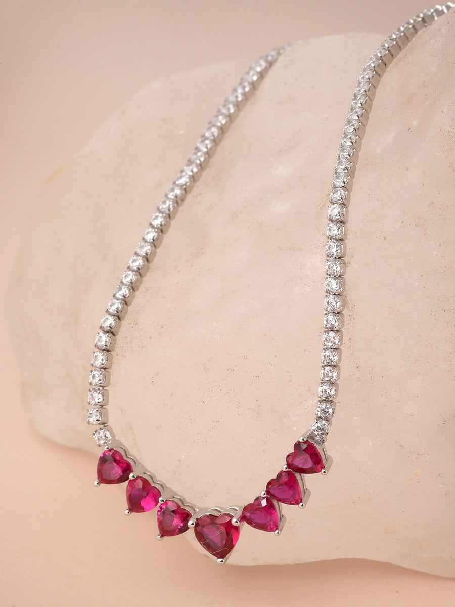 Pissara by Sukkhi Incredible 925 Sterling Silver Heart Shaped Cubic Zirconia Pendant With Chain For Women & Girls|with Authenticity Certificate, 925 Stamp & 6 Months Warranty P105209