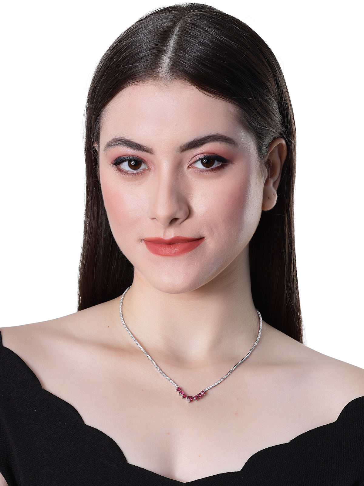 Pissara by Sukkhi Incredible 925 Sterling Silver Heart Shaped Cubic Zirconia Pendant With Chain For Women & Girls|with Authenticity Certificate, 925 Stamp & 6 Months Warranty P105209