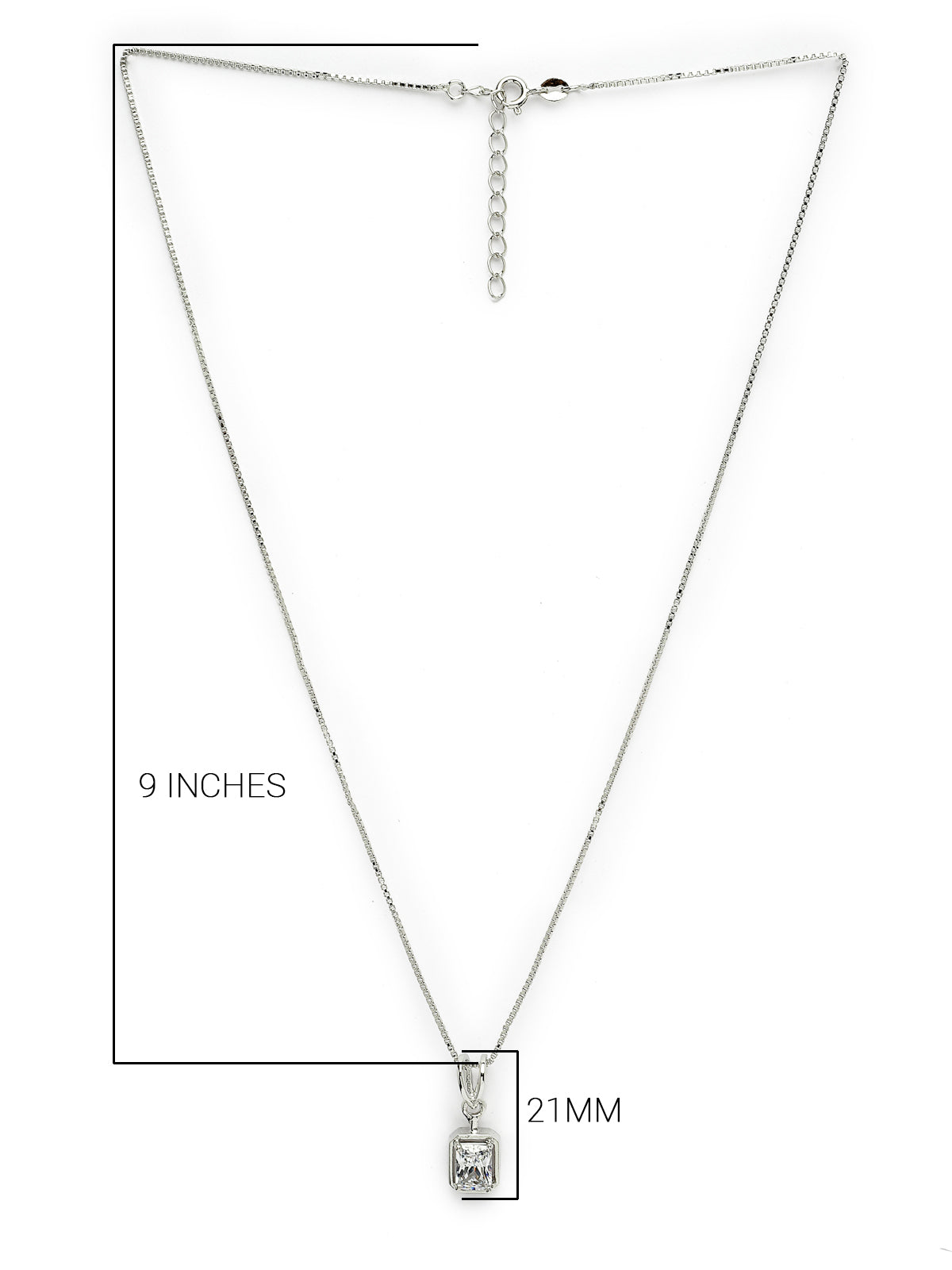Pissara by Sukkhi Amazing 925 Sterling Silver Rectangle Shaped Cubic Zirconia Pendant With Chain For Women & Girls|with Authenticity Certificate, 925 Stamp & 6 Months Warranty P105210