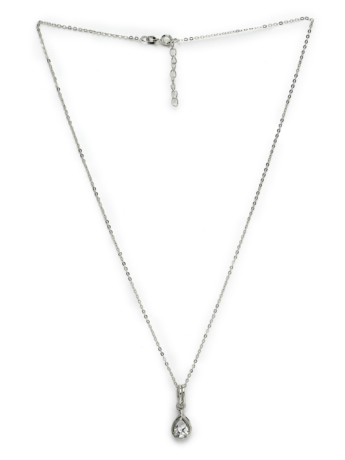 Pissara by Sukkhi Charming 925 Sterling Silver Drop Shaped Cubic Zirconia Pendant With Chain For Women & Girls|with Authenticity Certificate, 925 Stamp & 6 Months Warranty P105211