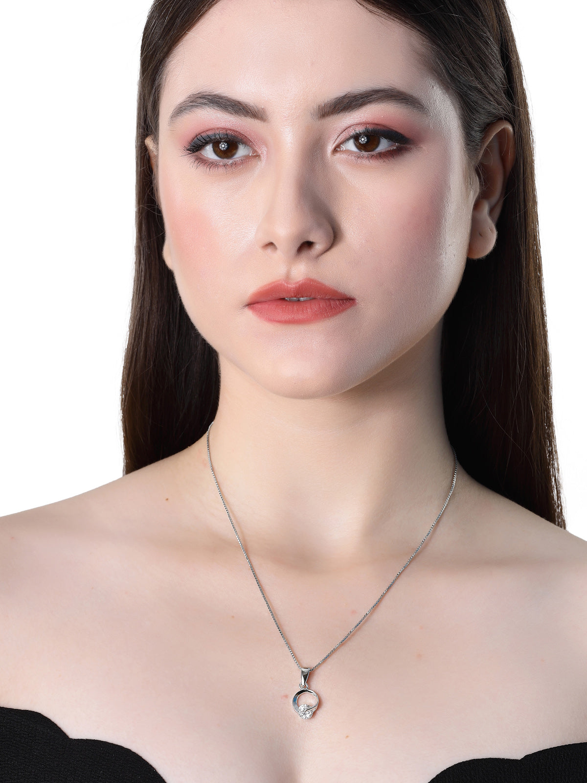 Pissara by Sukkhi Fashionable 925 Sterling Silver Round Shaped Cubic Zirconia Pendant With Chain For Women & Girls|with Authenticity Certificate, 925 Stamp & 6 Months Warranty P105213