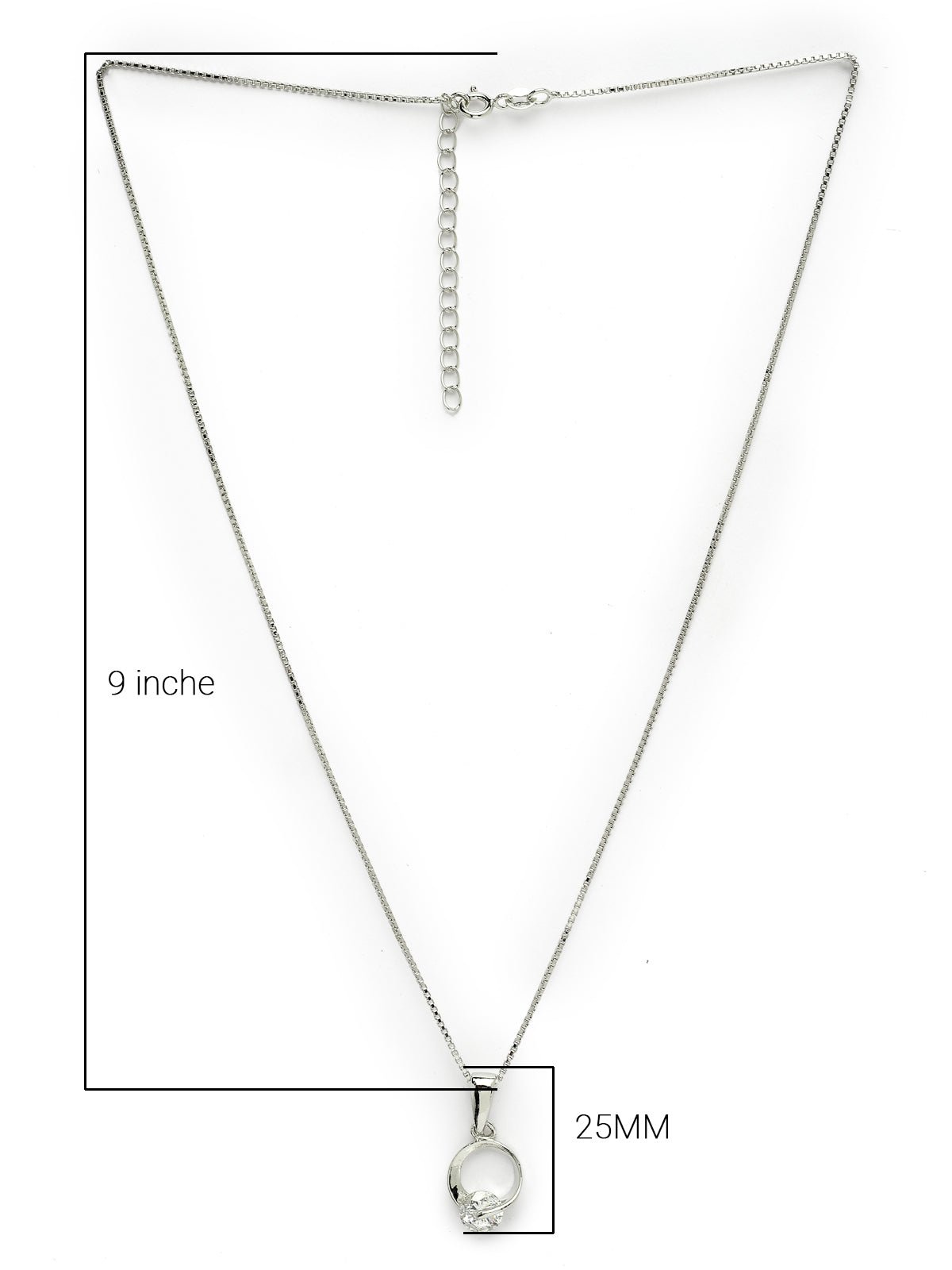 Pissara by Sukkhi Fashionable 925 Sterling Silver Round Shaped Cubic Zirconia Pendant With Chain For Women & Girls|with Authenticity Certificate, 925 Stamp & 6 Months Warranty P105213