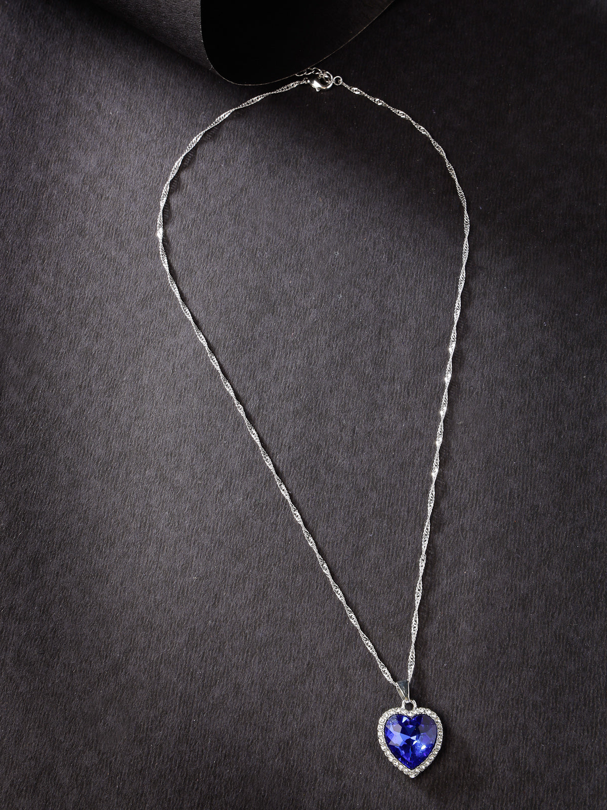 Scintillare by Sukkhi Beautiful Blue Titanic Valentine Heart Crystals With Rhodium Plated Silver Pendant With Chain for Women And Girls | Valentine Day Gifts Collection|P106600