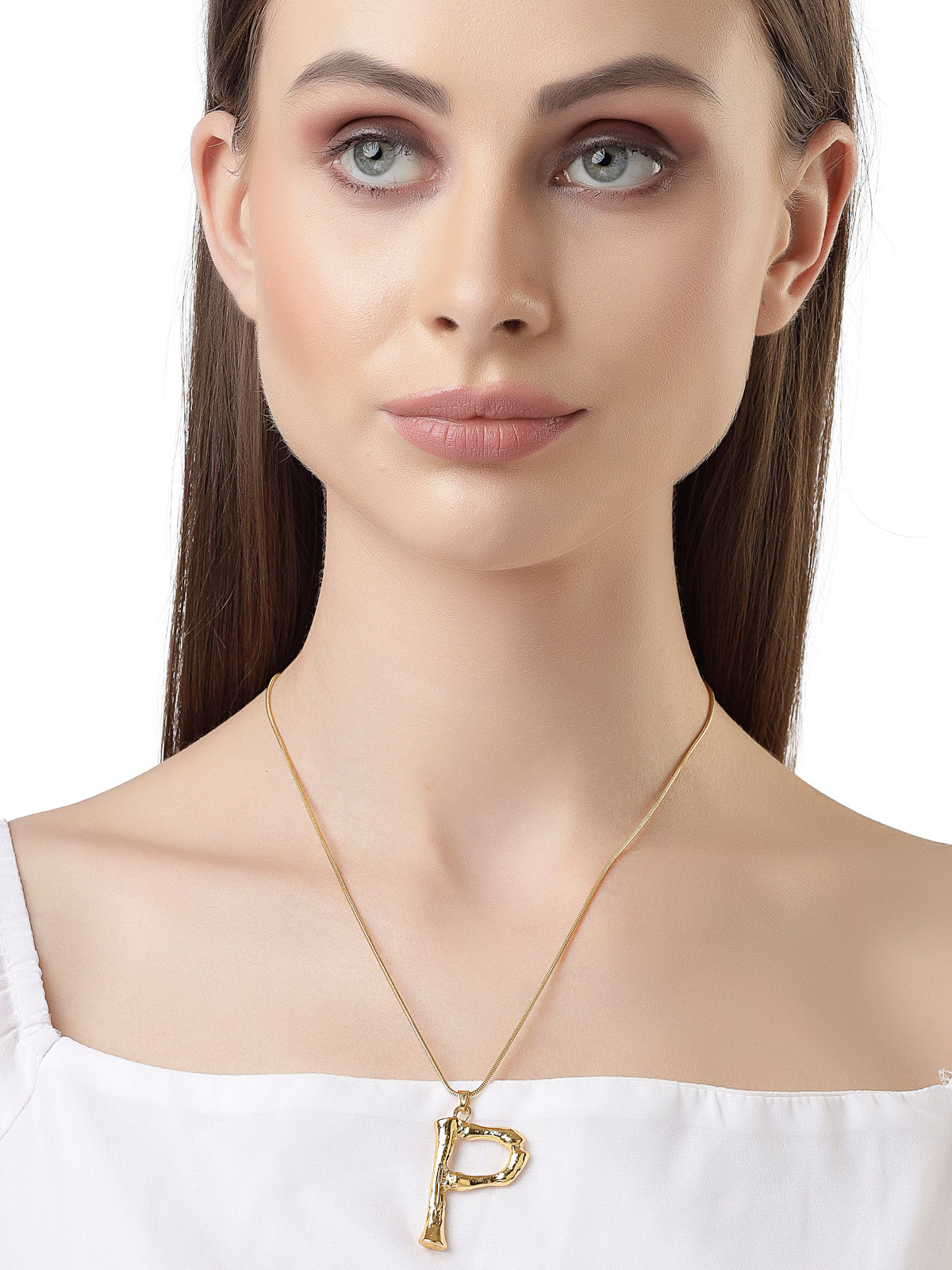 Scintillare by Sukkhi Stylish Name English Gold Plated Alphabet P Letter Initials Letter Locket Pendant Necklace Chain Alphabet Pendant Necklace Chain for Men And Women Unisex|P106768