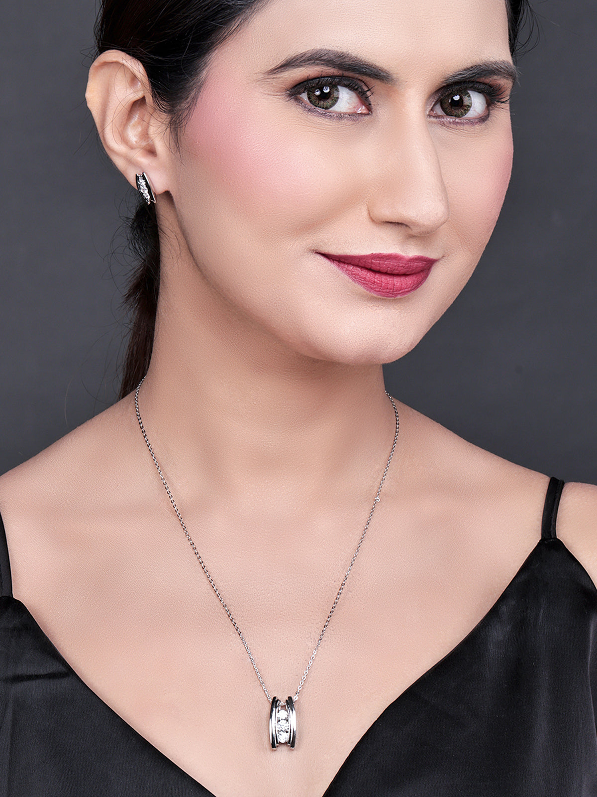 Pissara by Sukkhi Trendy 925 Sterling Silver Cubic Zirconia Pendant Set For Women And Girls|with Authenticity Certificate, 925 Stamp & 6 Months Warranty PS104639