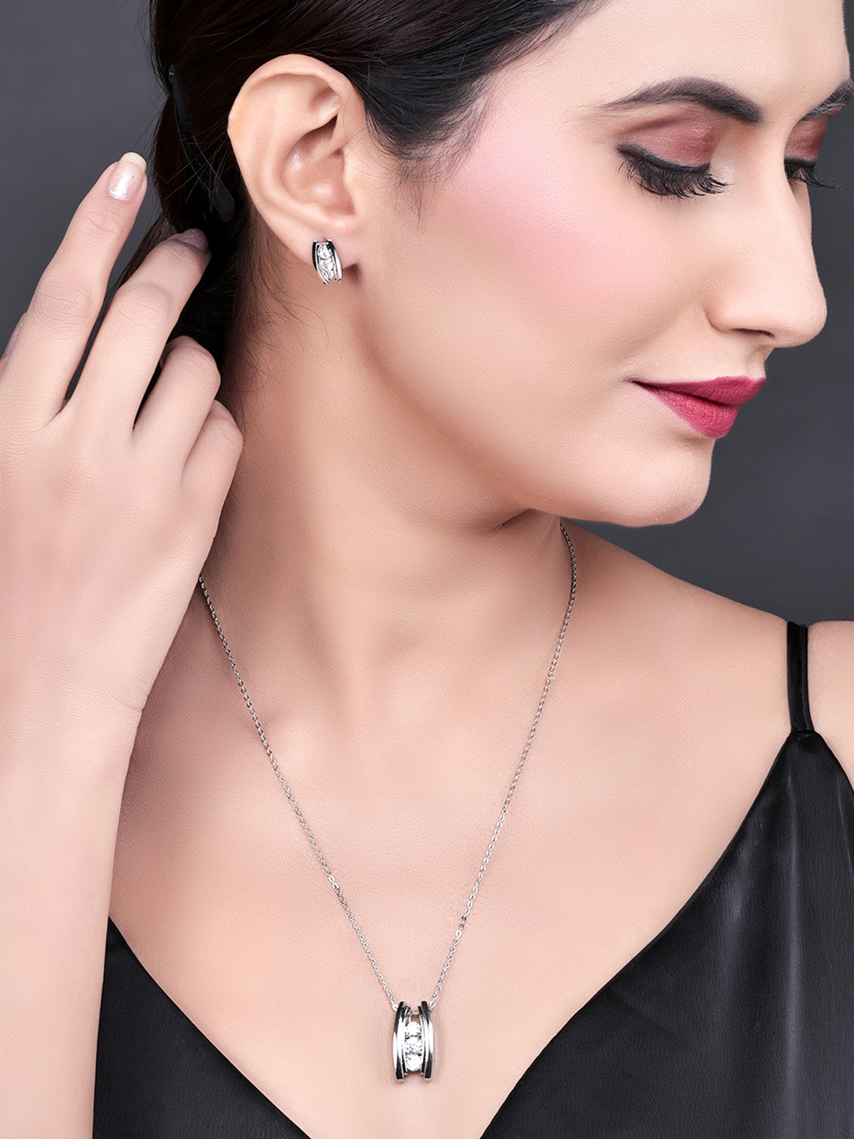 Pissara by Sukkhi Trendy 925 Sterling Silver Cubic Zirconia Pendant Set For Women And Girls|with Authenticity Certificate, 925 Stamp & 6 Months Warranty PS104639