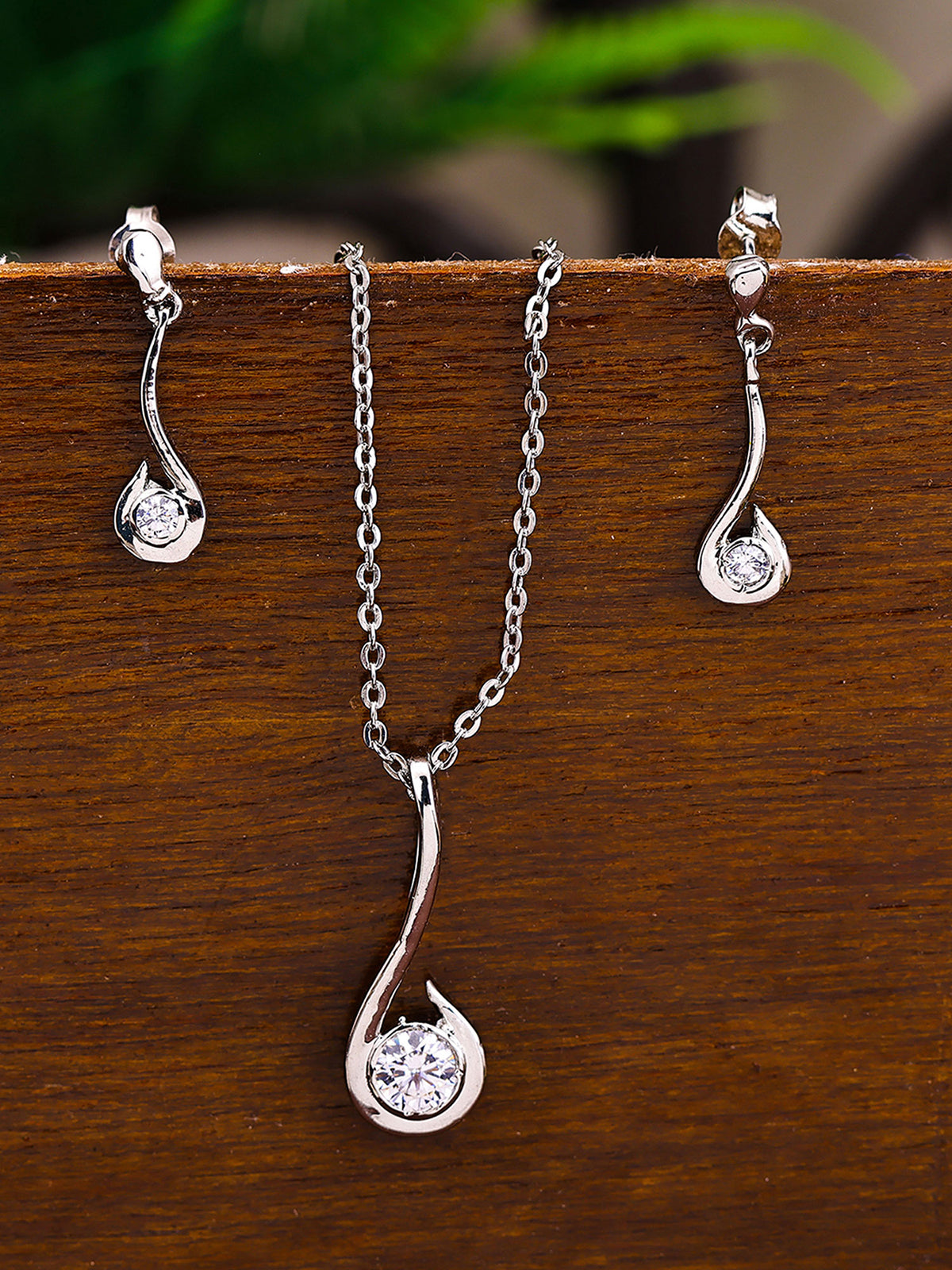 Pissara by Sukkhi Fancy 925 Sterling Silver Cubic Zirconia Pendant Set For Women And Girls|with Authenticity Certificate, 925 Stamp & 6 Months Warranty PS104640