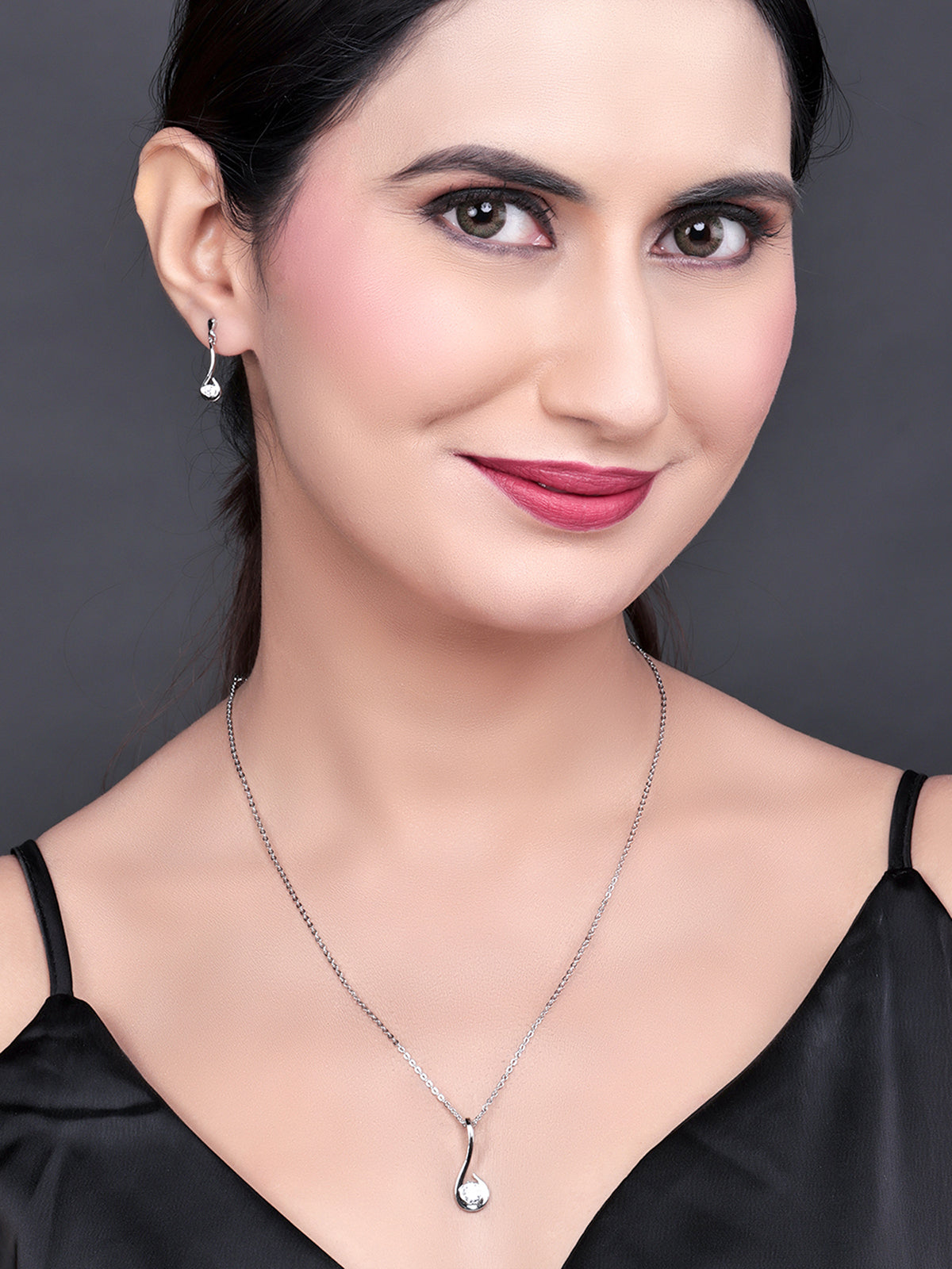 Pissara by Sukkhi Fancy 925 Sterling Silver Cubic Zirconia Pendant Set For Women And Girls|with Authenticity Certificate, 925 Stamp & 6 Months Warranty PS104640
