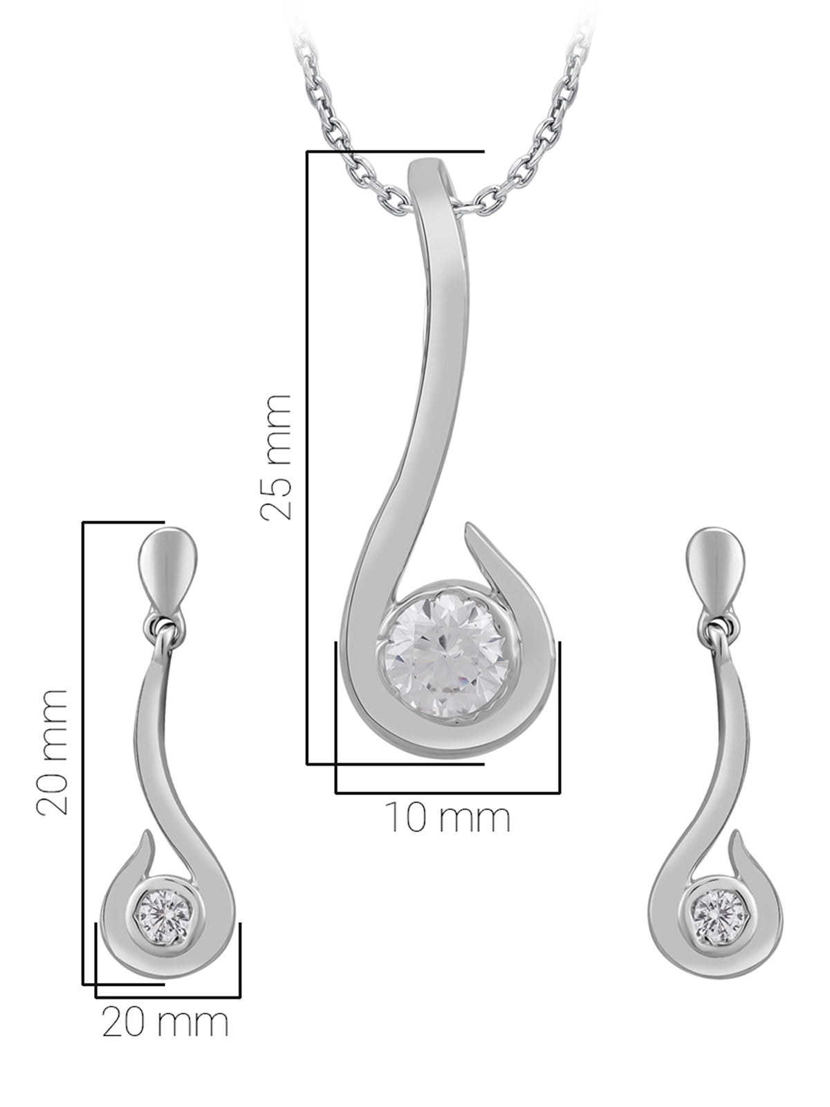 Pissara by Sukkhi Fancy 925 Sterling Silver Cubic Zirconia Pendant Set For Women And Girls|with Authenticity Certificate, 925 Stamp & 6 Months Warranty PS104640