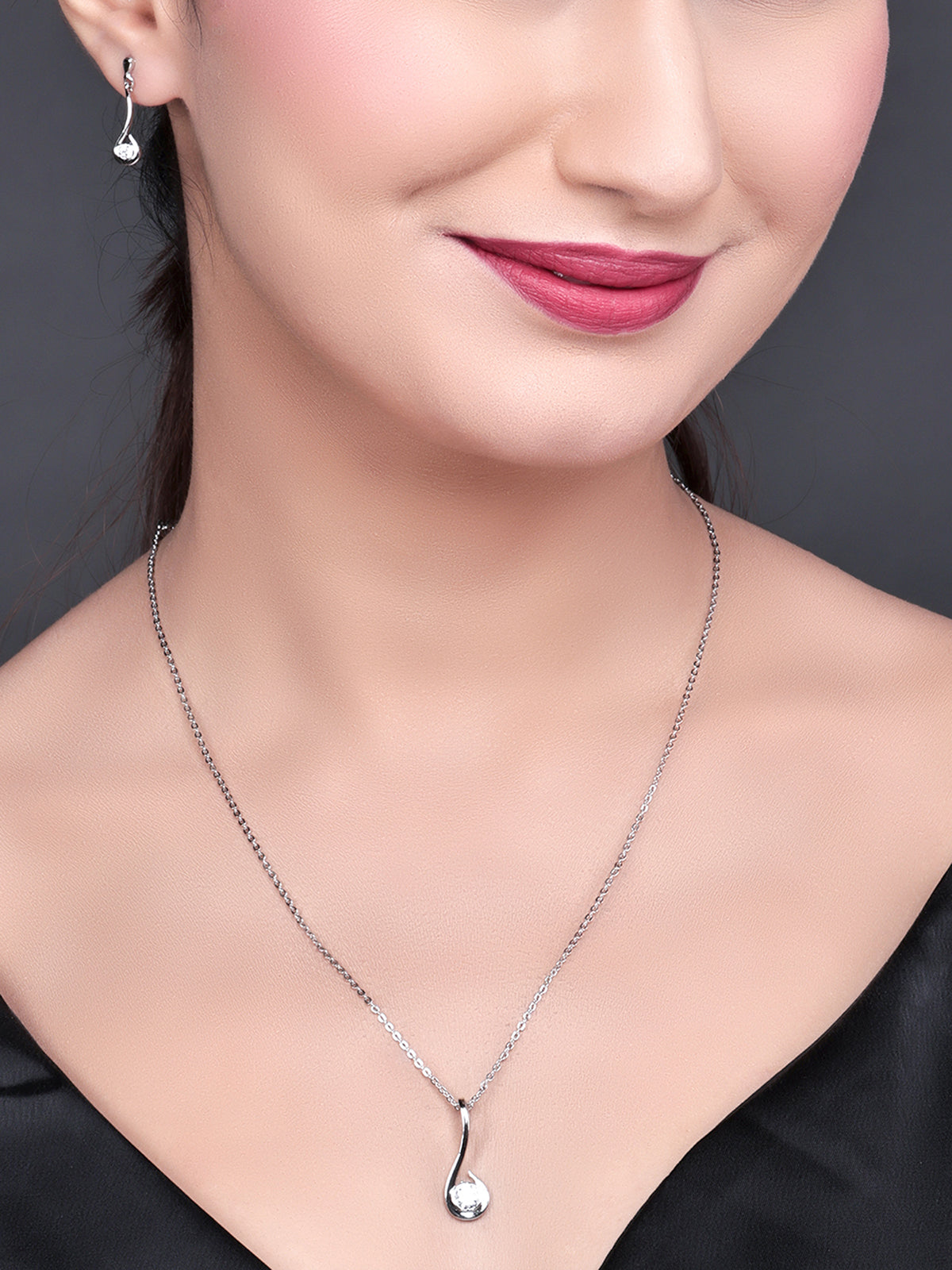 Pissara by Sukkhi Fancy 925 Sterling Silver Cubic Zirconia Pendant Set For Women And Girls|with Authenticity Certificate, 925 Stamp & 6 Months Warranty PS104640