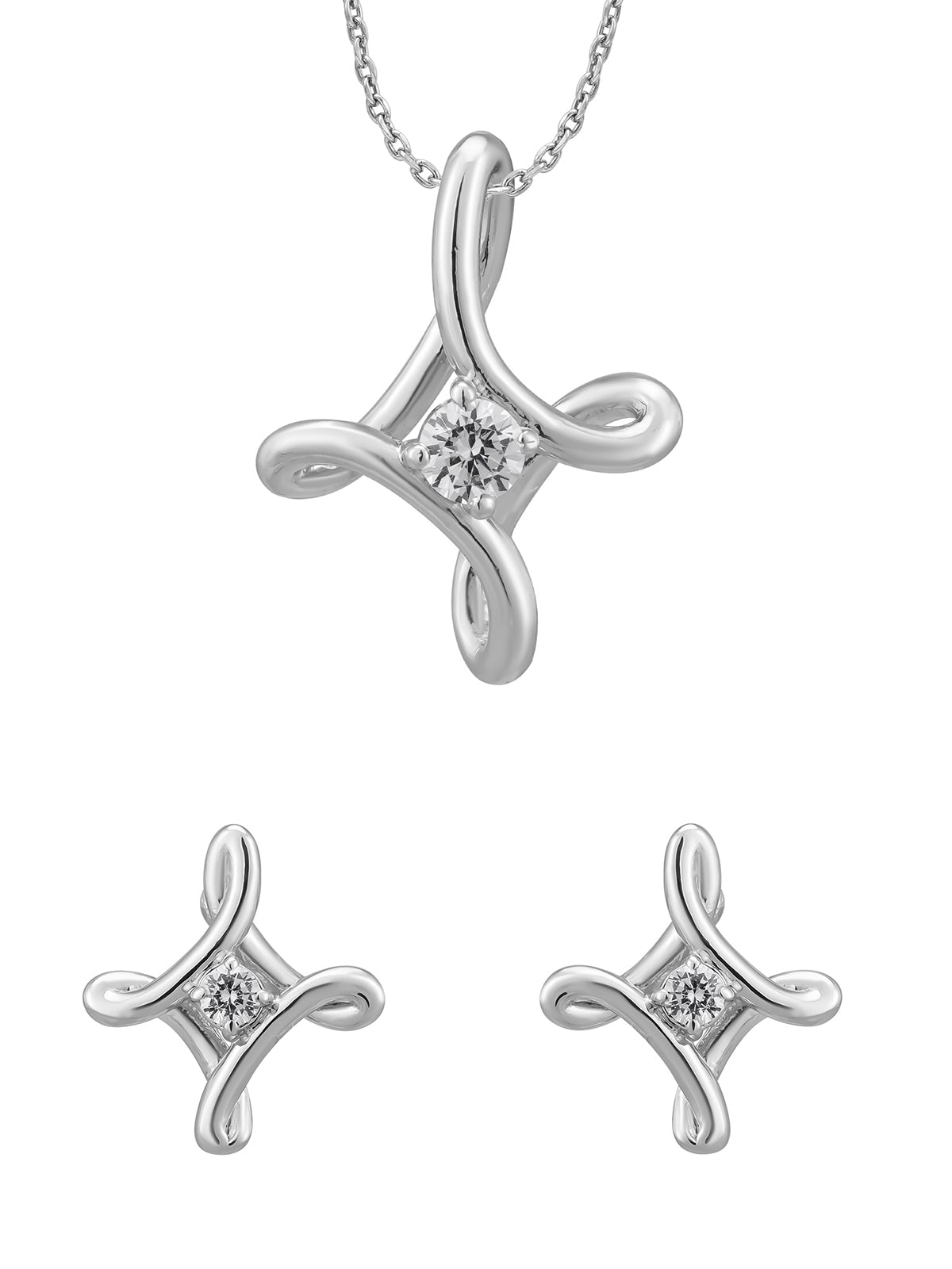 Pissara by Sukkhi Gleaming 925 Sterling Silver Cubic Zirconia Pendant Set For Women And Girls|with Authenticity Certificate, 925 Stamp & 6 Months Warranty PS104642