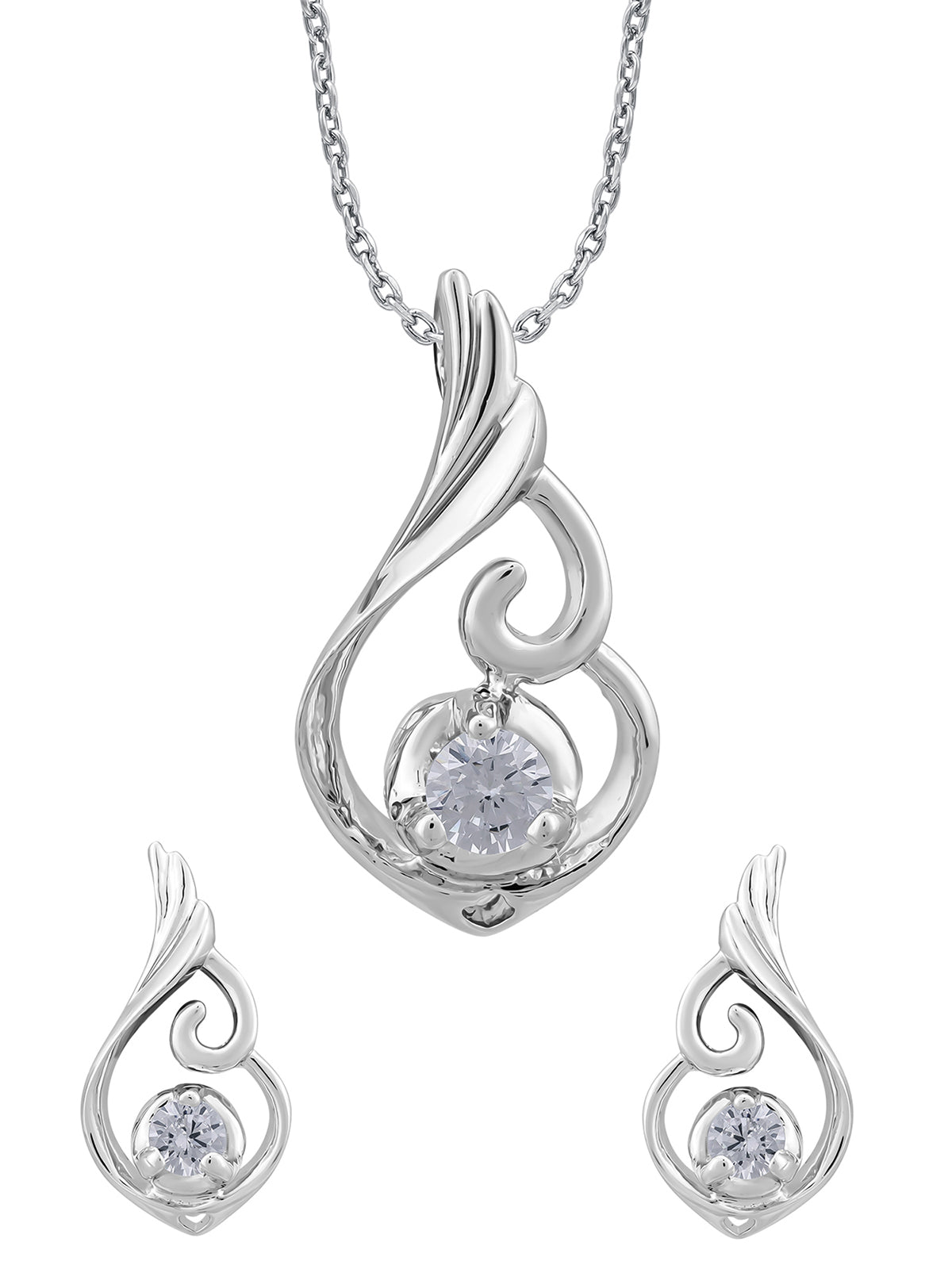 Pissara by Sukkhi Glittery 925 Sterling Silver Cubic Zirconia Pendant Set For Women And Girls|with Authenticity Certificate, 925 Stamp & 6 Months Warranty PS104643