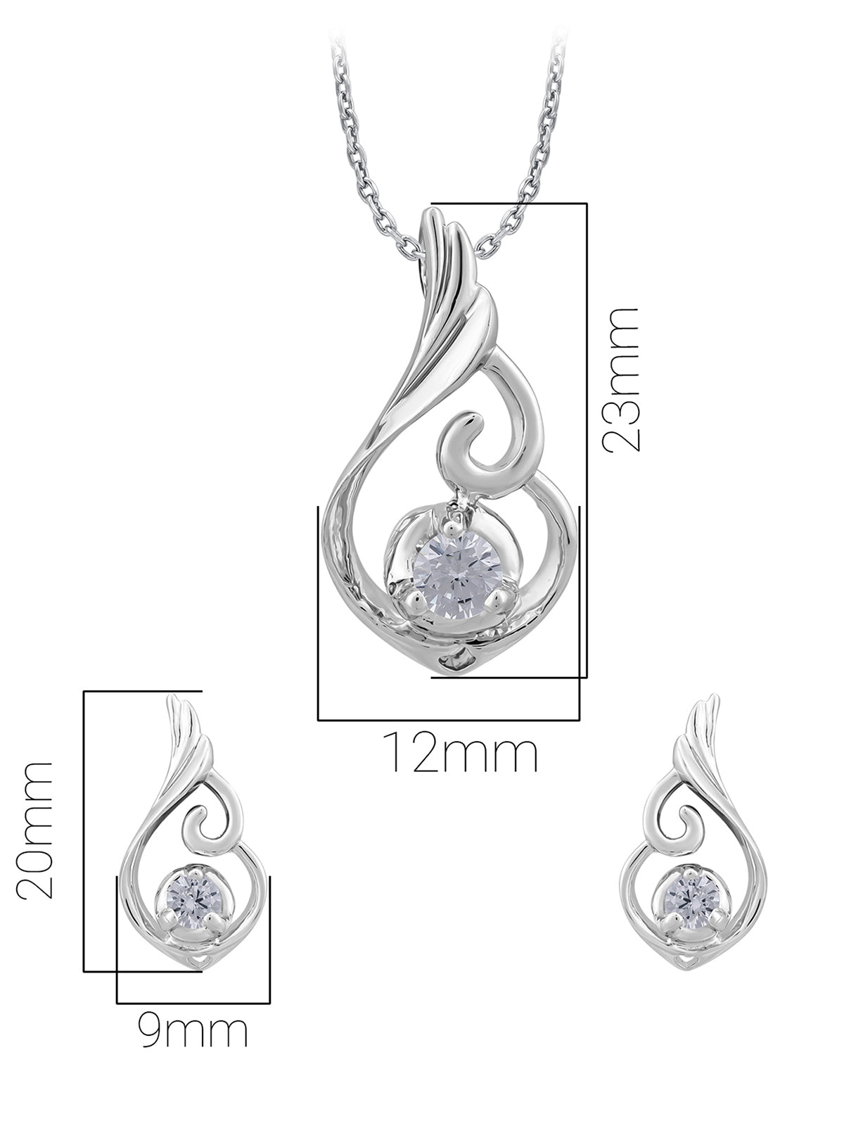 Pissara by Sukkhi Glittery 925 Sterling Silver Cubic Zirconia Pendant Set For Women And Girls|with Authenticity Certificate, 925 Stamp & 6 Months Warranty PS104643