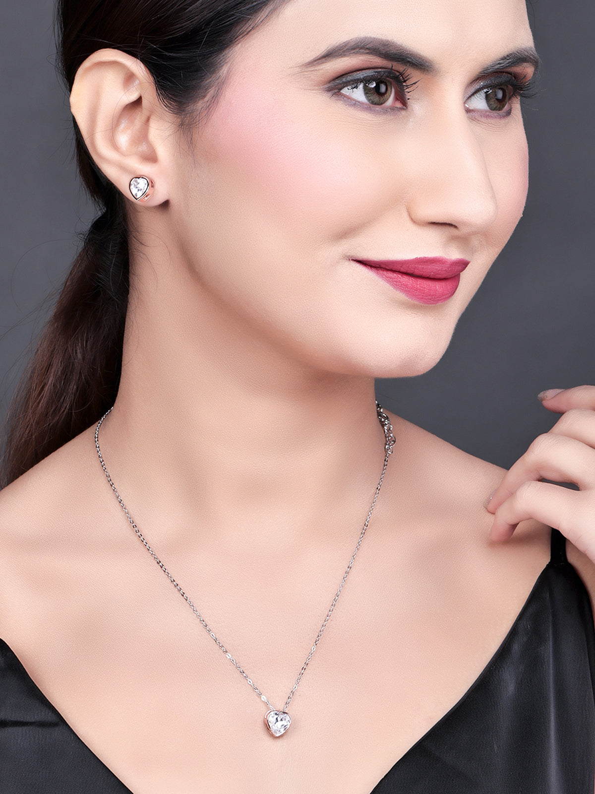 Pissara by Sukkhi Brilliant 925 Sterling Silver Cubic Zirconia Pendant Set For Women And Girls|with Authenticity Certificate, 925 Stamp & 6 Months Warranty PS104645