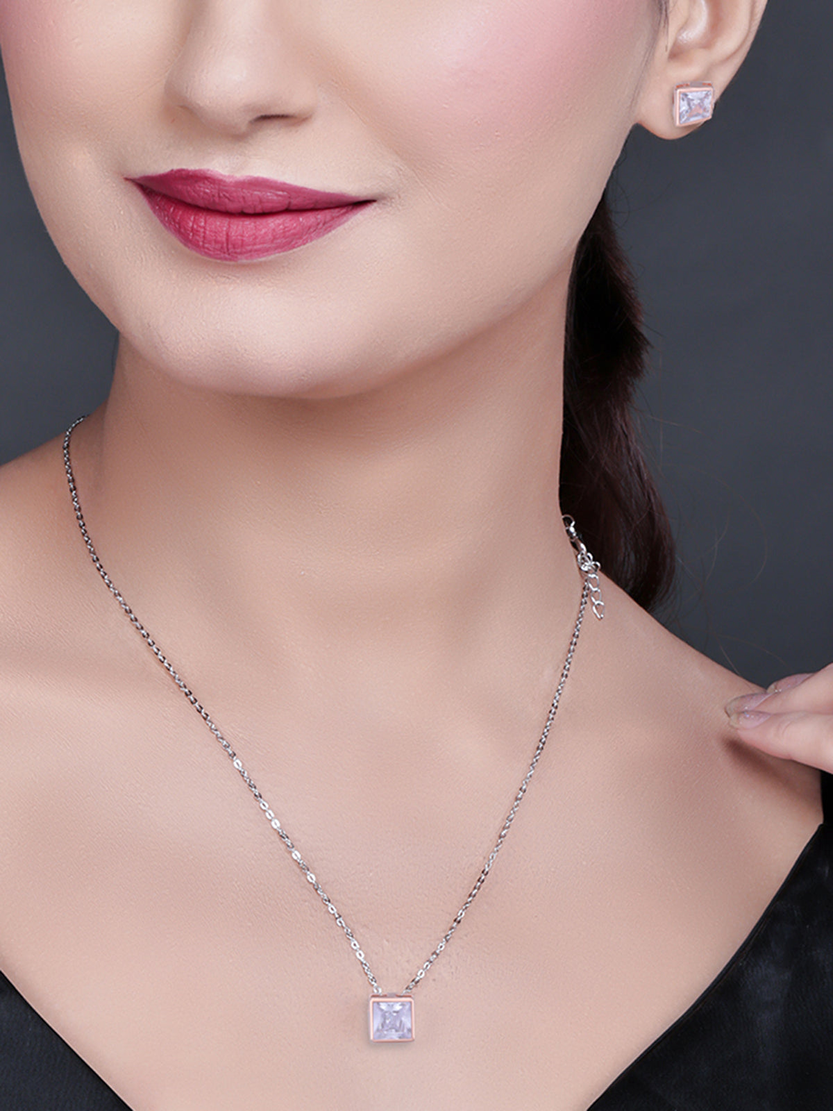 Pissara by Sukkhi Delicate 925 Sterling Silver Cubic Zirconia Pendant Set For Women And Girls|with Authenticity Certificate, 925 Stamp & 6 Months Warranty PS104647