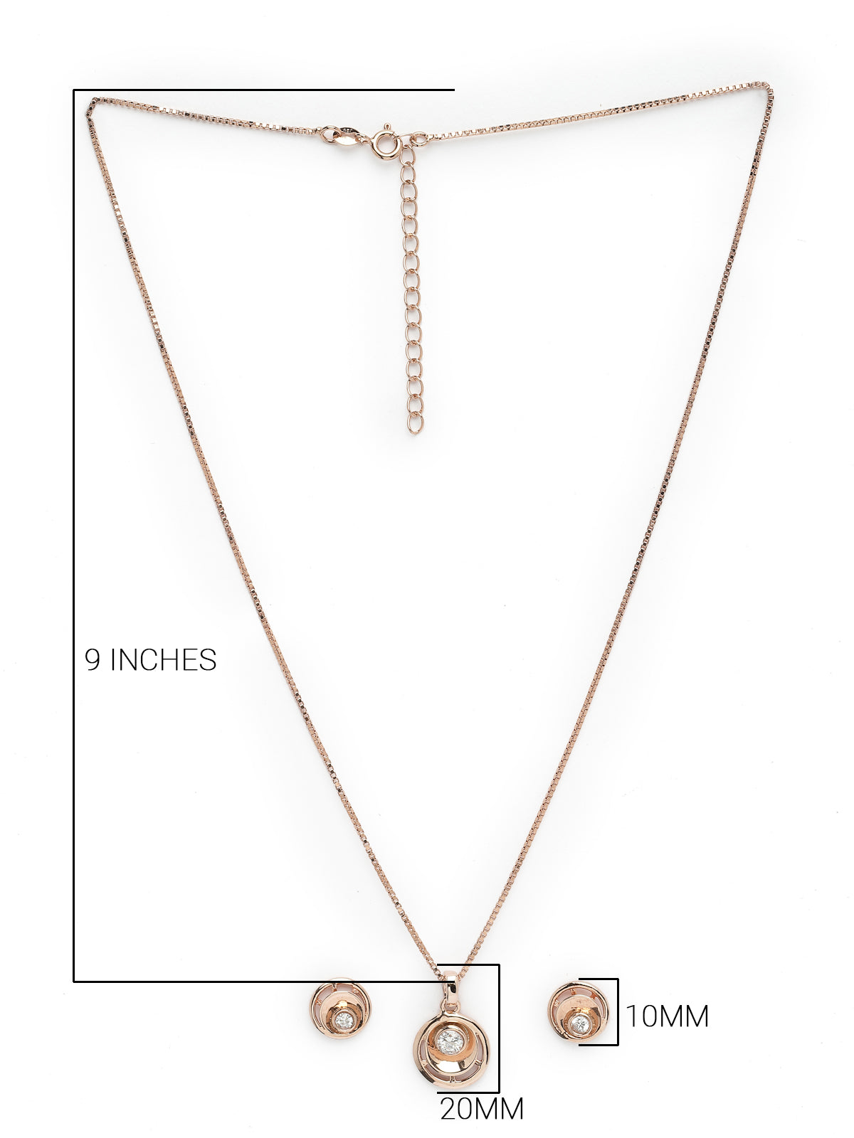 Pissara by Sukkhi Sleek 925 Sterling Silver Round Shaped Rose Gold Plated Cubic Zirconia Pendant Set For Women & Girls|with Authenticity Certificate, 925 Stamp & 6 Months Warranty PS105214