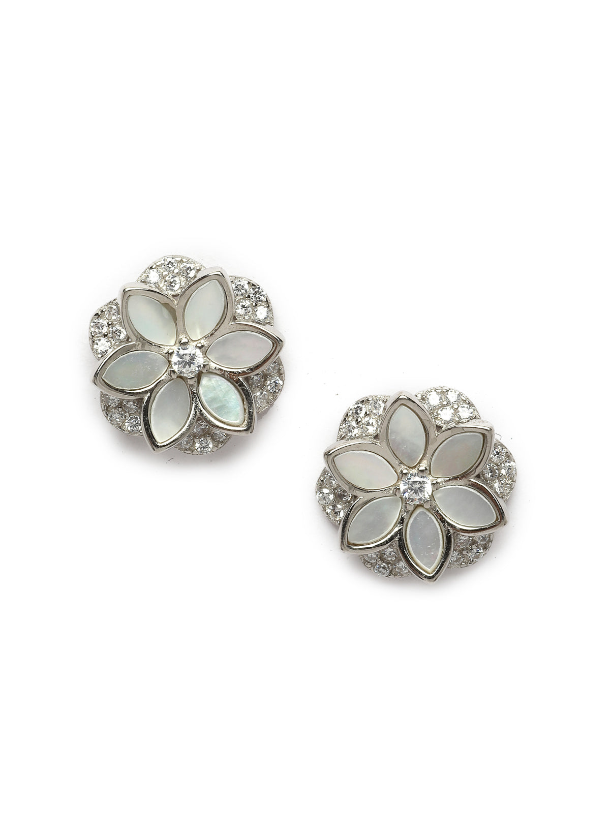 Pissara by Sukkhi Attractive 925 Sterling Silver Floral Shaped Cubic Zirconia Pendant Set For Women & Girls|with Authenticity Certificate, 925 Stamp & 6 Months Warranty PS105216