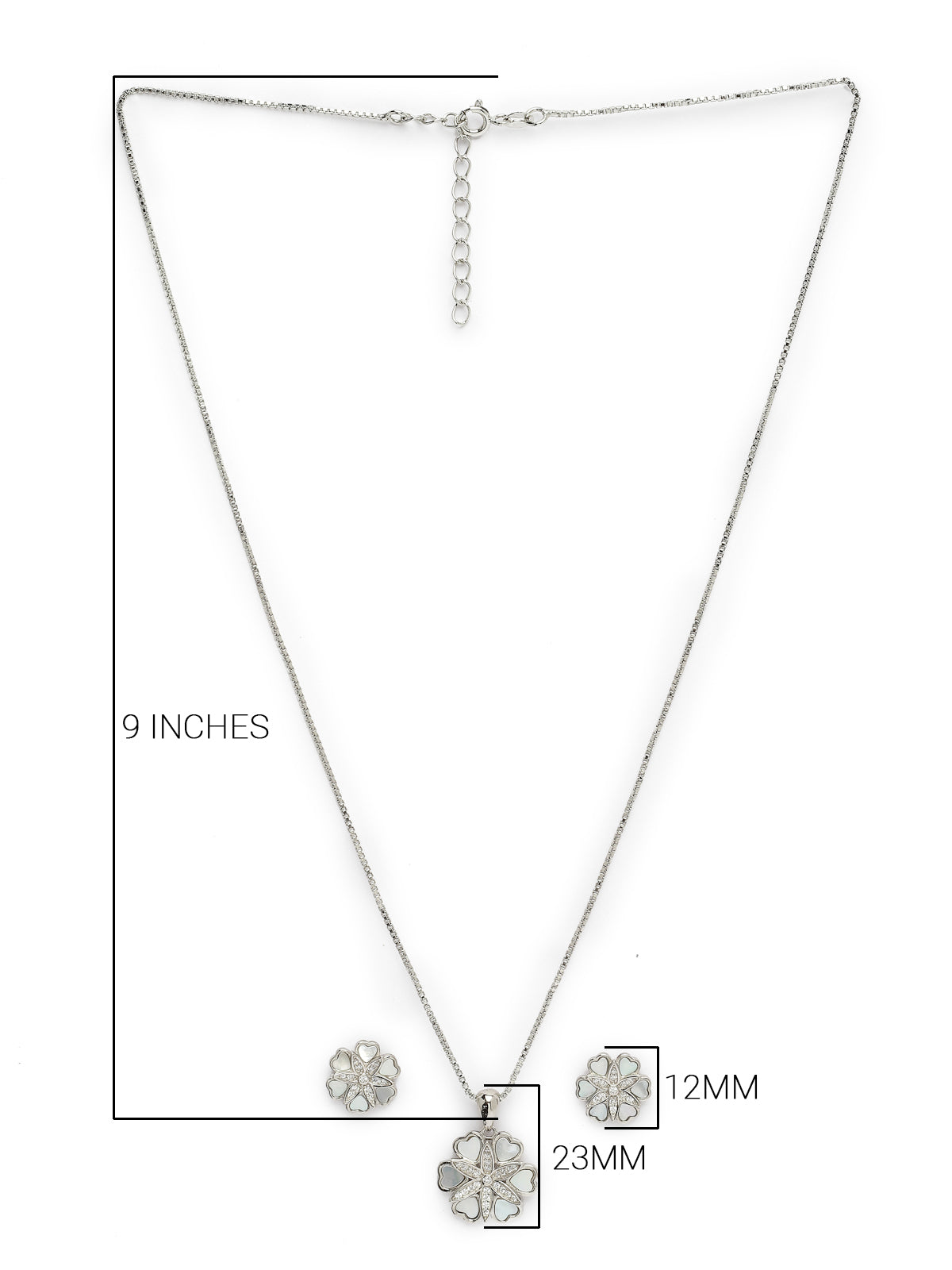 Pissara by Sukkhi Trendy 925 Sterling Silver Floral Shaped Cubic Zirconia Pendant Set For Women & Girls|with Authenticity Certificate, 925 Stamp & 6 Months Warranty PS105217