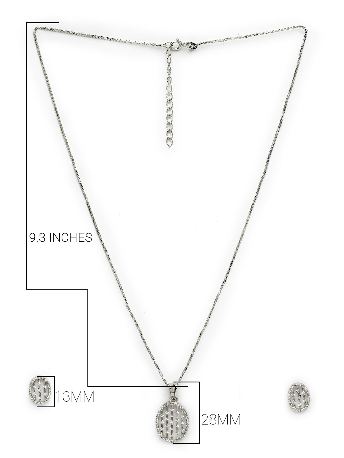 Pissara by Sukkhi Incredible 925 Sterling Silver Oval Shaped Cubic Zirconia Pendant Set For Women & Girls|with Authenticity Certificate, 925 Stamp & 6 Months Warranty PS105218